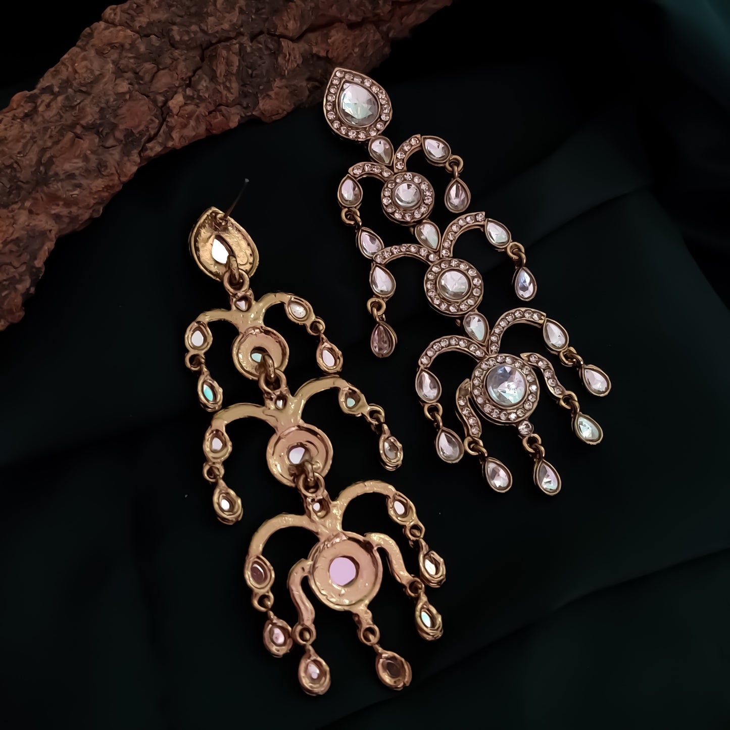 Jahnvi Inspired Dangler Earrings - Golden