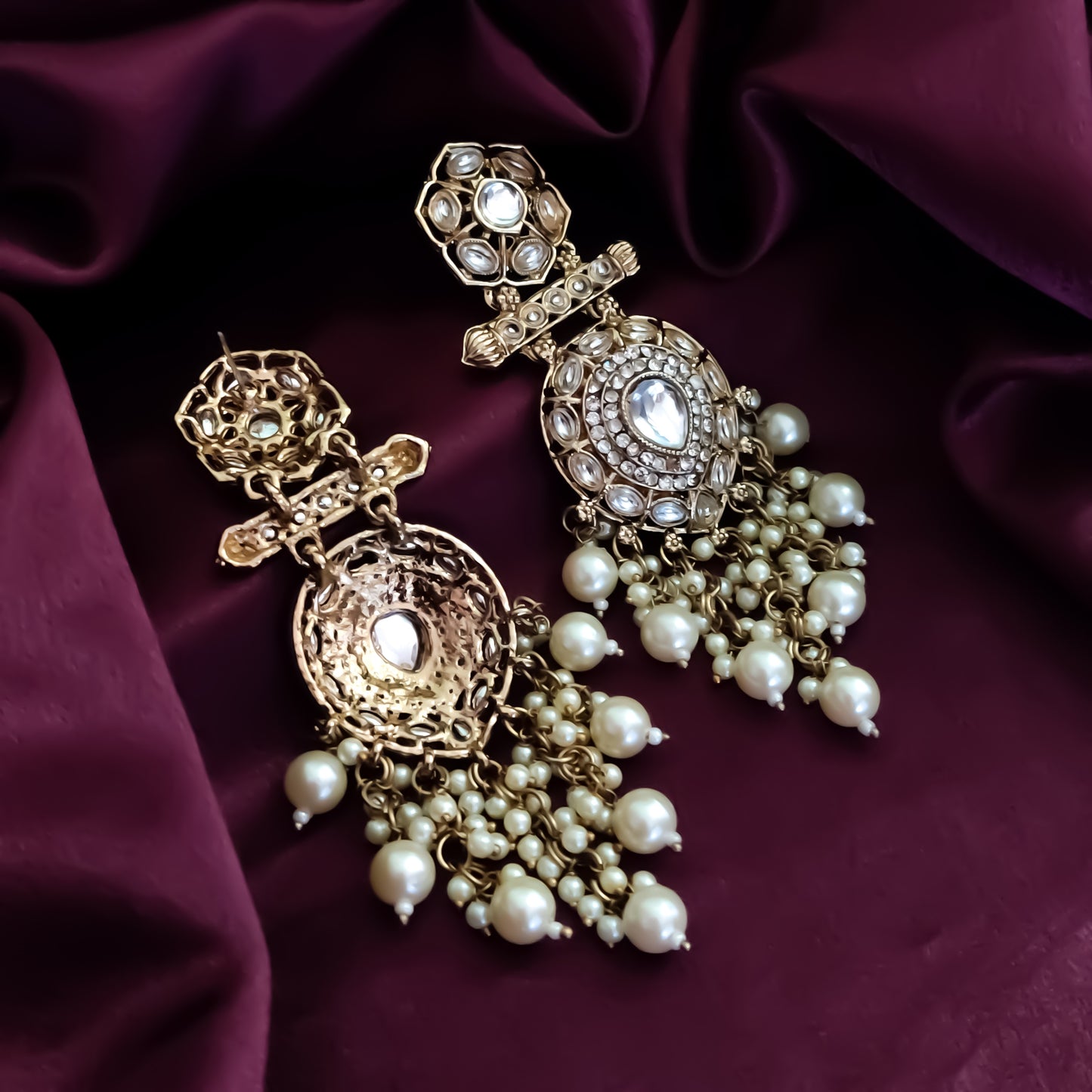 Mihika Chandbali Earrings - Golden