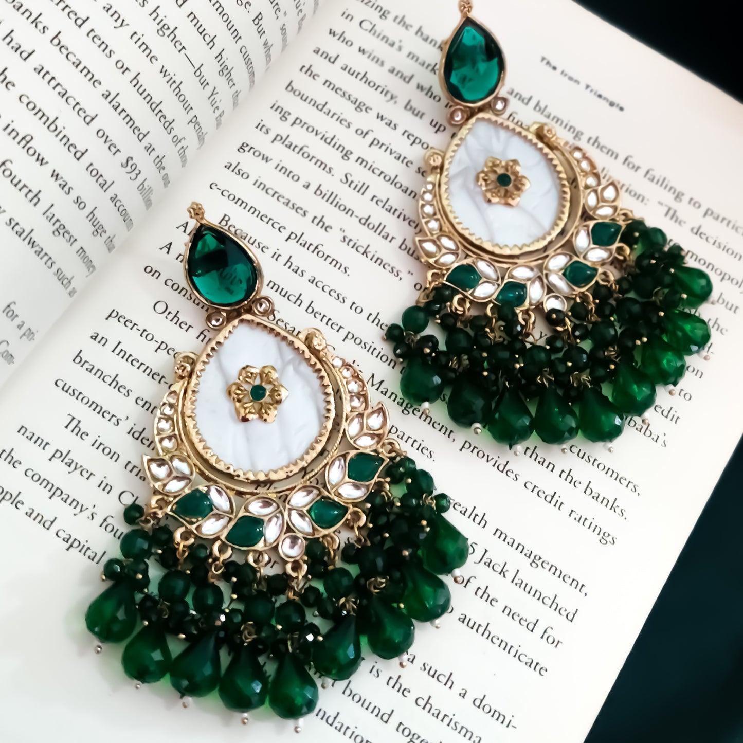 Suhana Chandbali Earrings - Green
