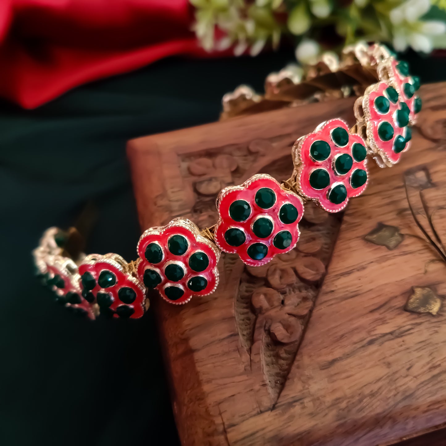 Navika Ethnic Hair Band - Green