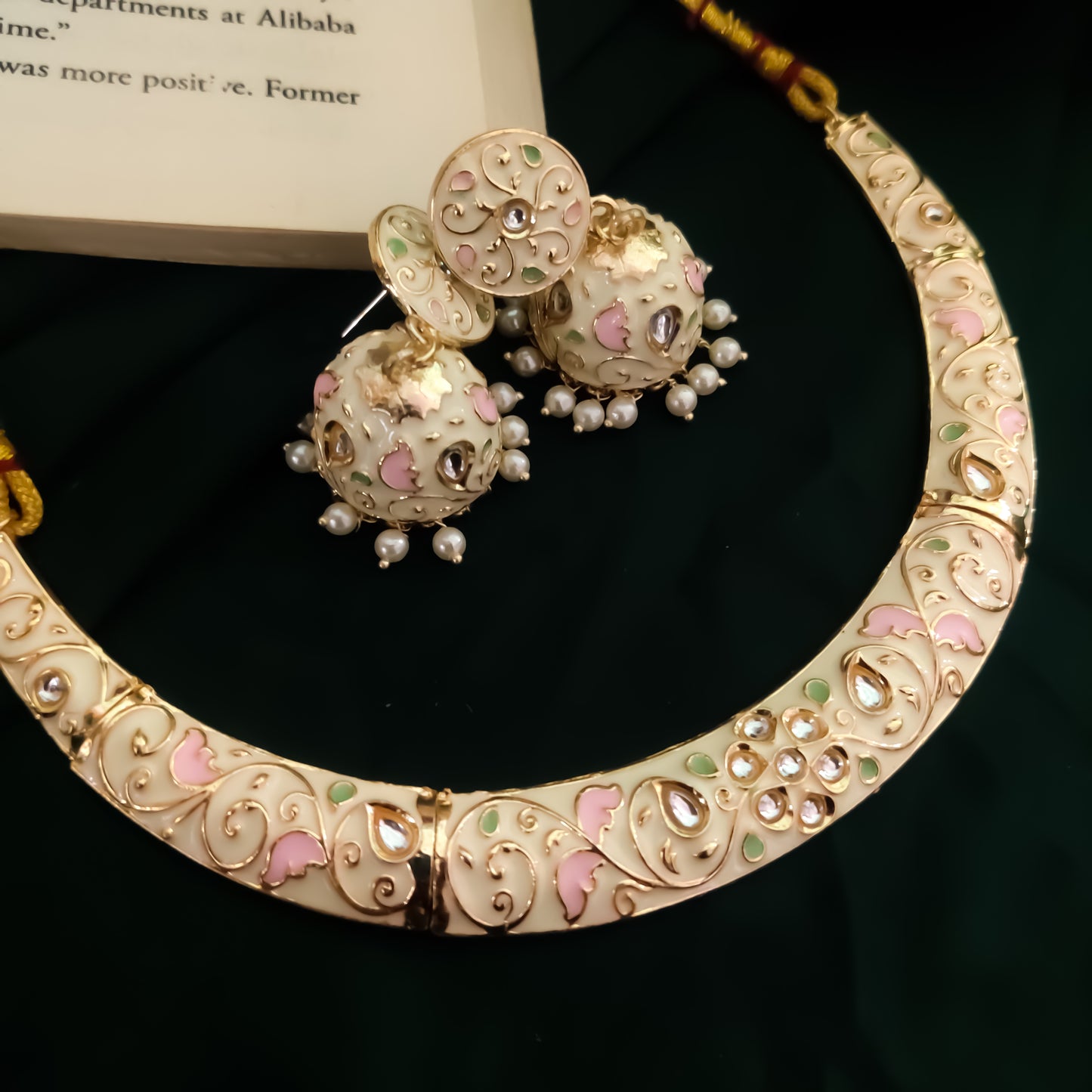 Ridhima Meenakari Hasli Necklace Set - Ivory