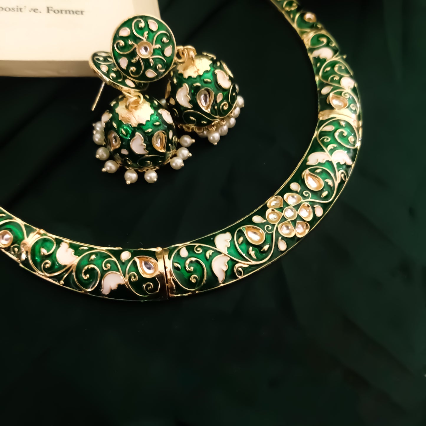 Ridhima Meenakari Hasli Necklace Set - Green