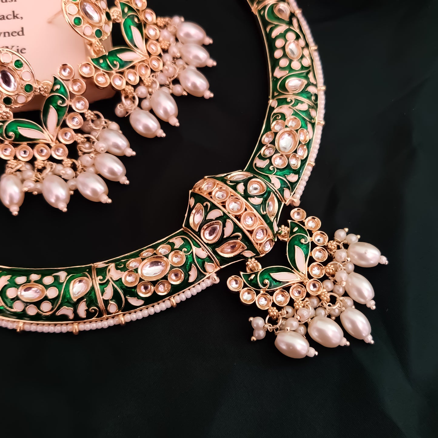 Daraksha Meenakari Hasli Necklace Set - Green