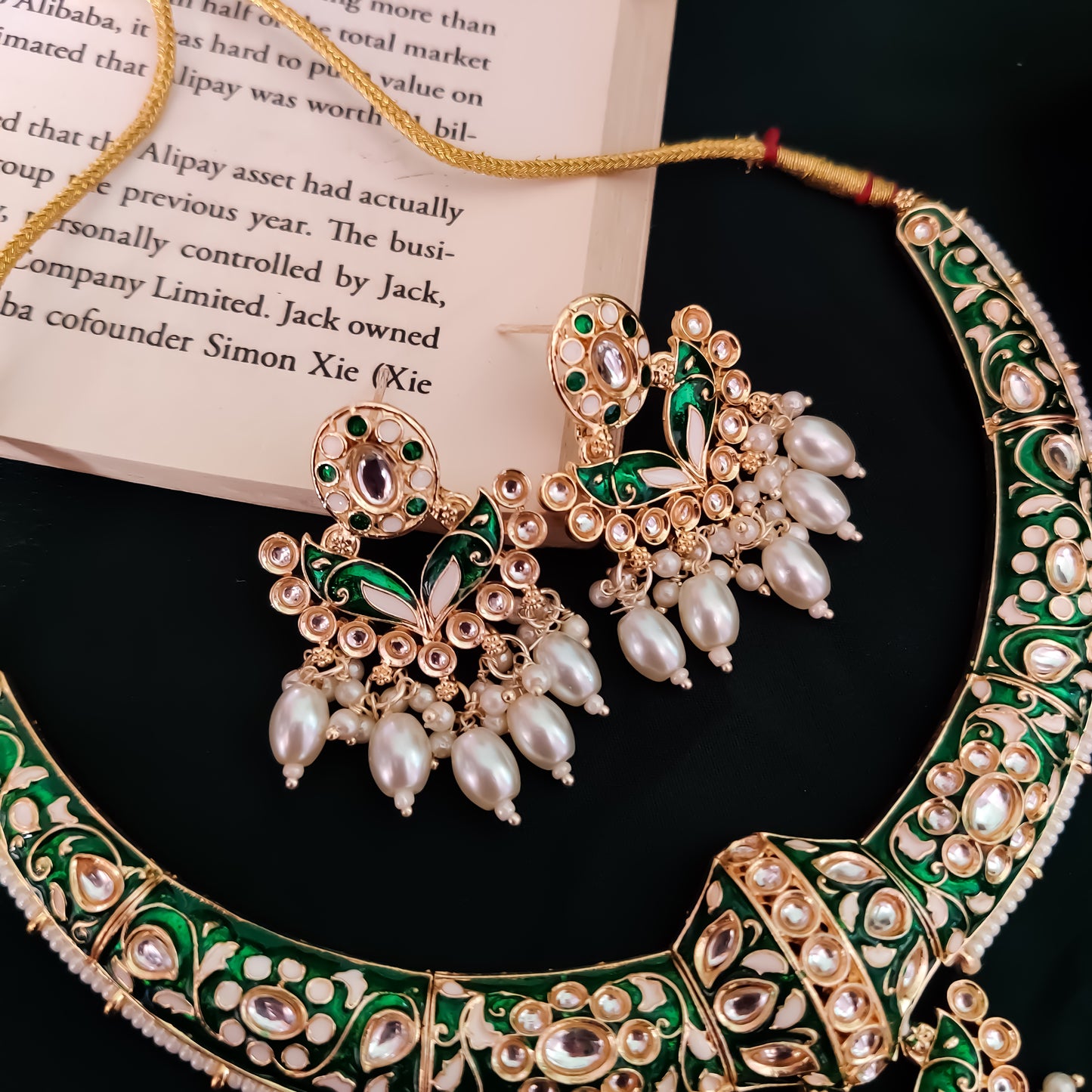 Daraksha Meenakari Hasli Necklace Set - Green