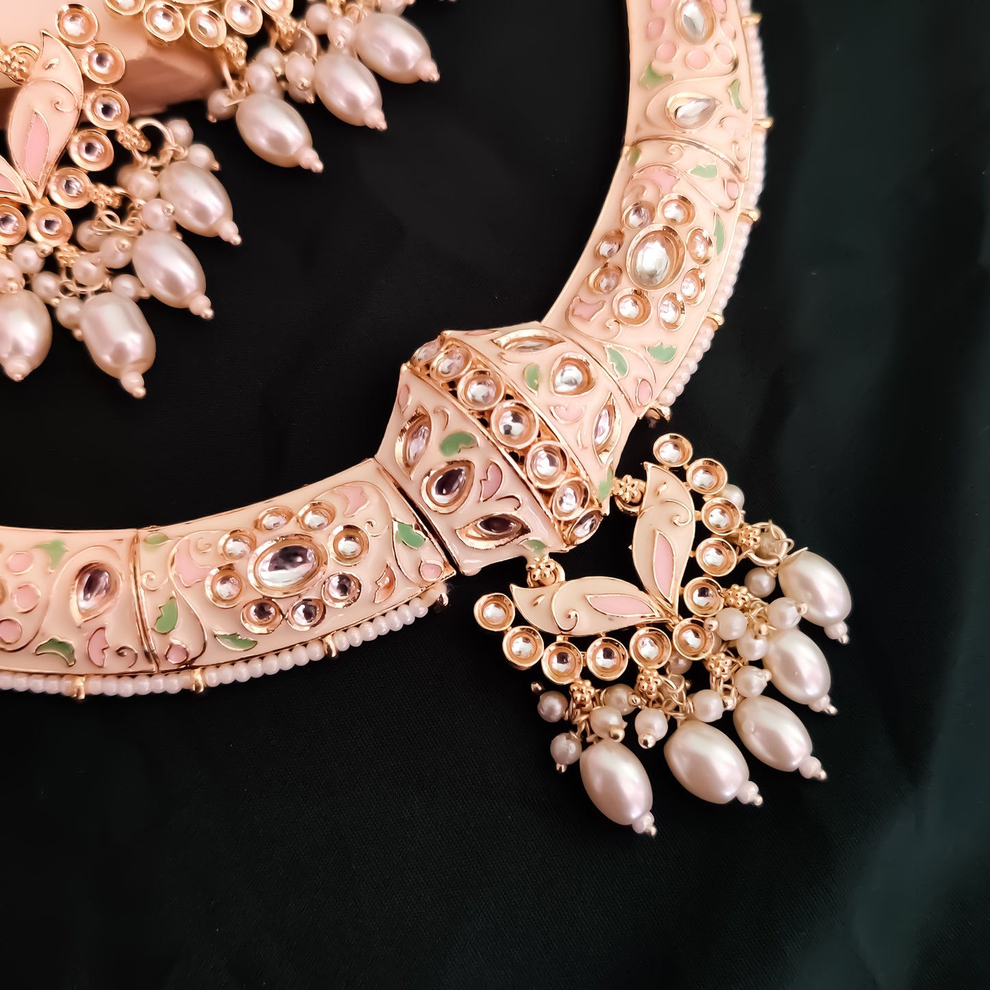 Daraksha Meenakari Hasli Necklace Set - Ivory/Golden