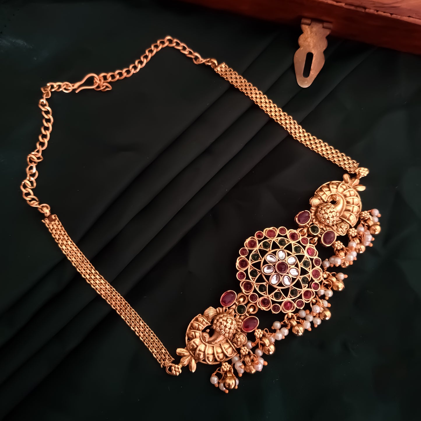 Velina Peacock Choker Necklace Set with Jhumka