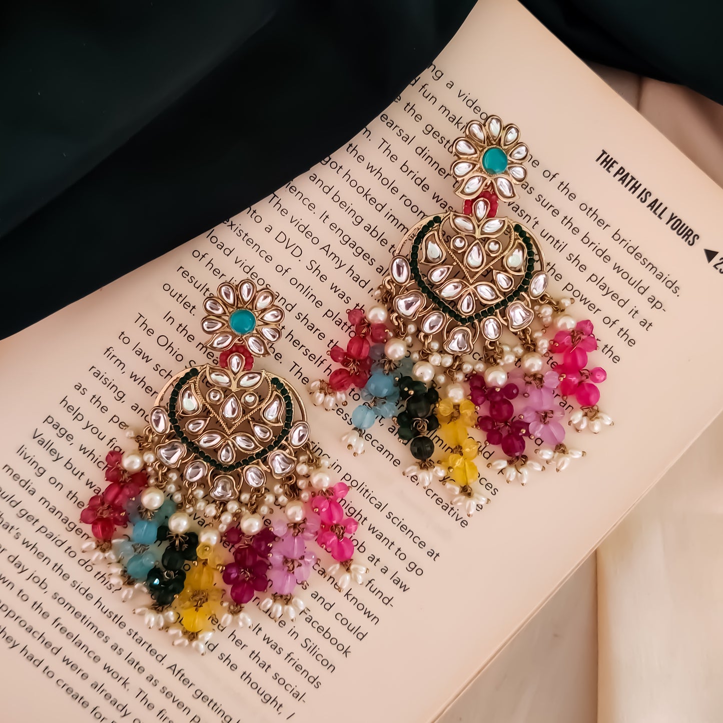 Aayat Kundan Pearl Chandbali Earrings - Multi