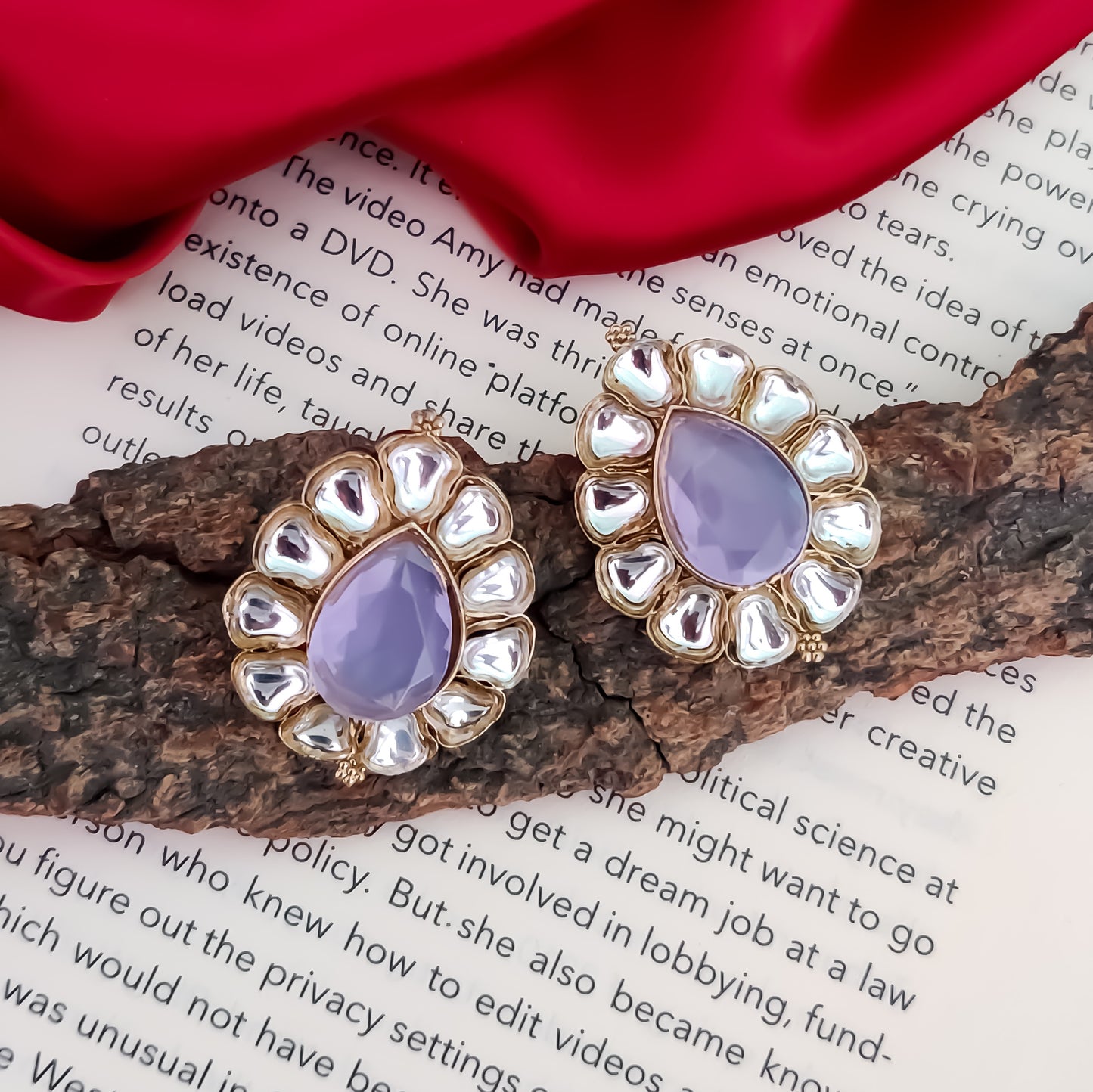 Nibedita Kundan Stud Earring - Lavender