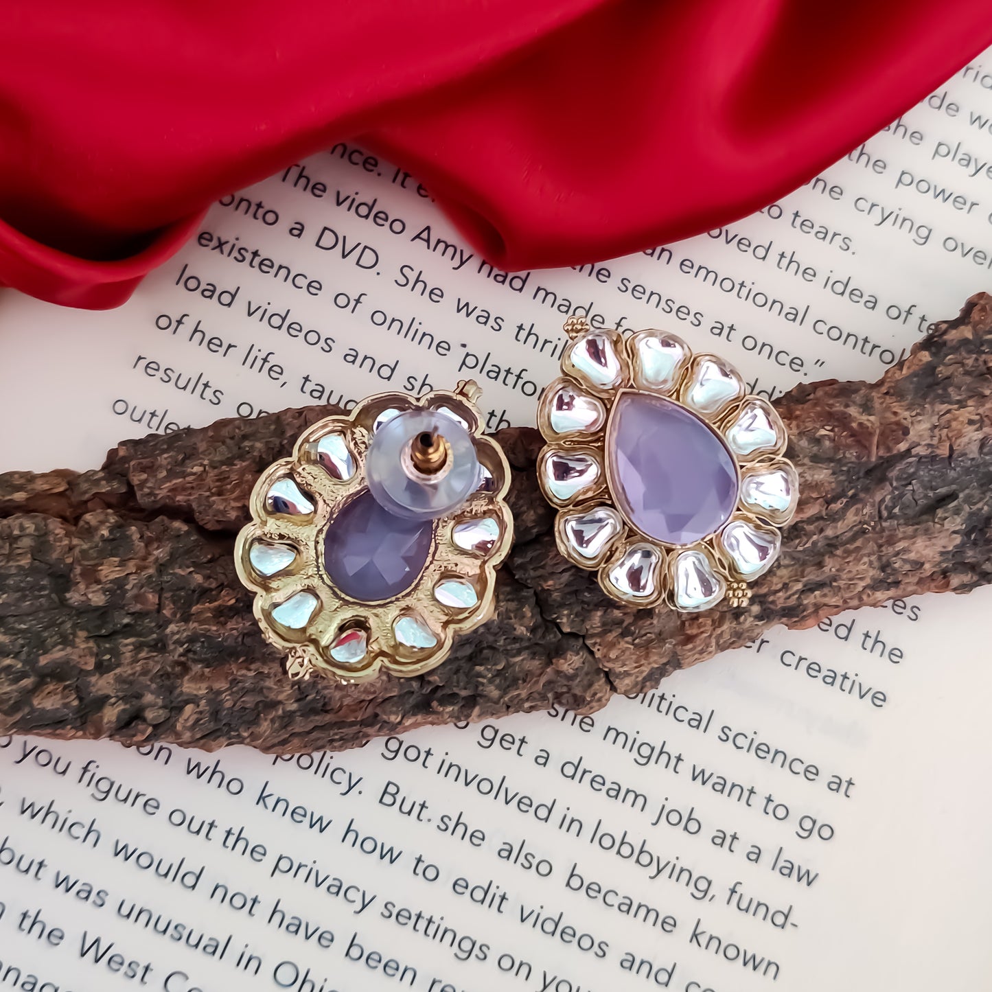 Nibedita Kundan Stud Earring - Lavender