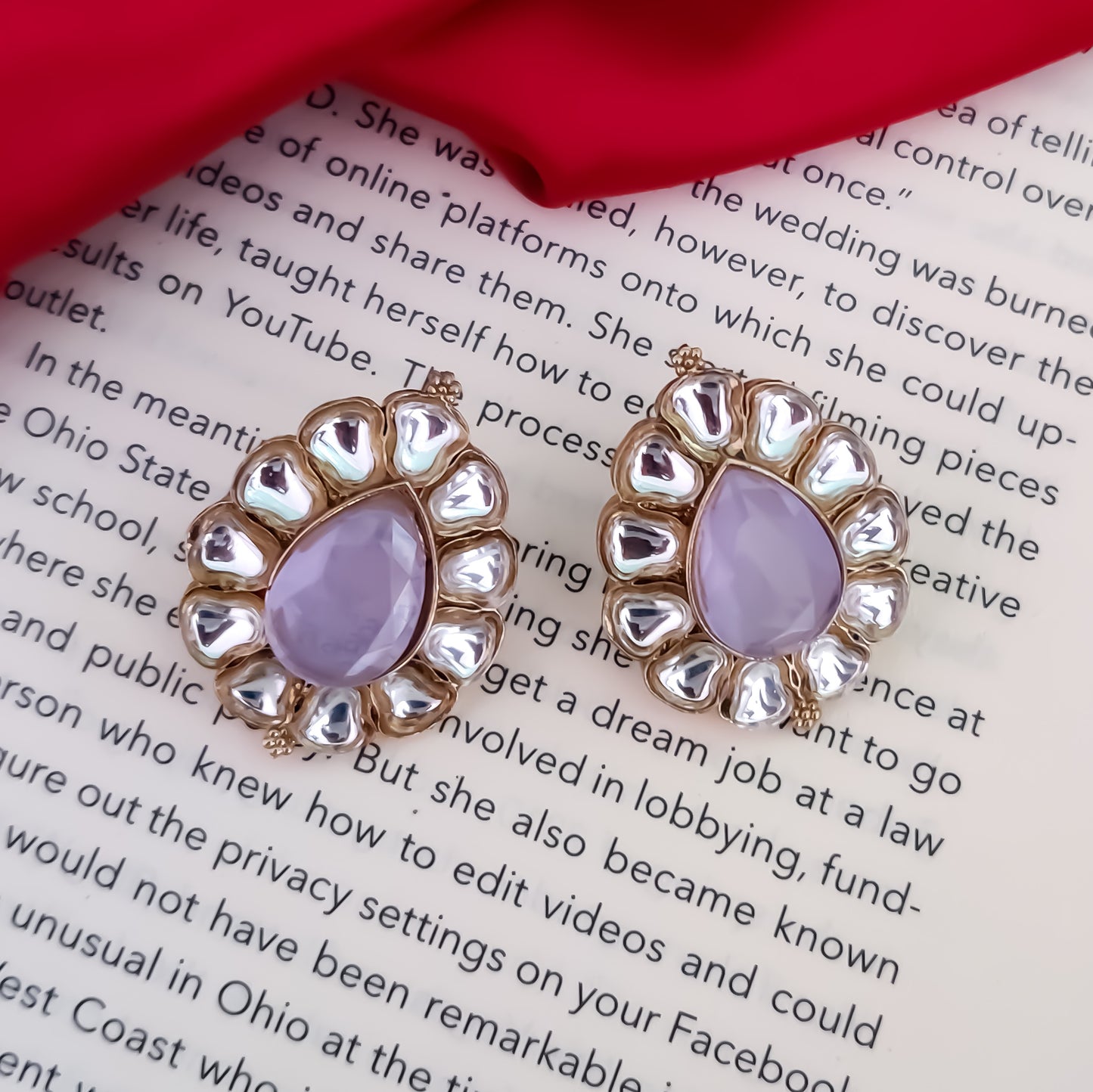 Nibedita Kundan Stud Earring - Lavender