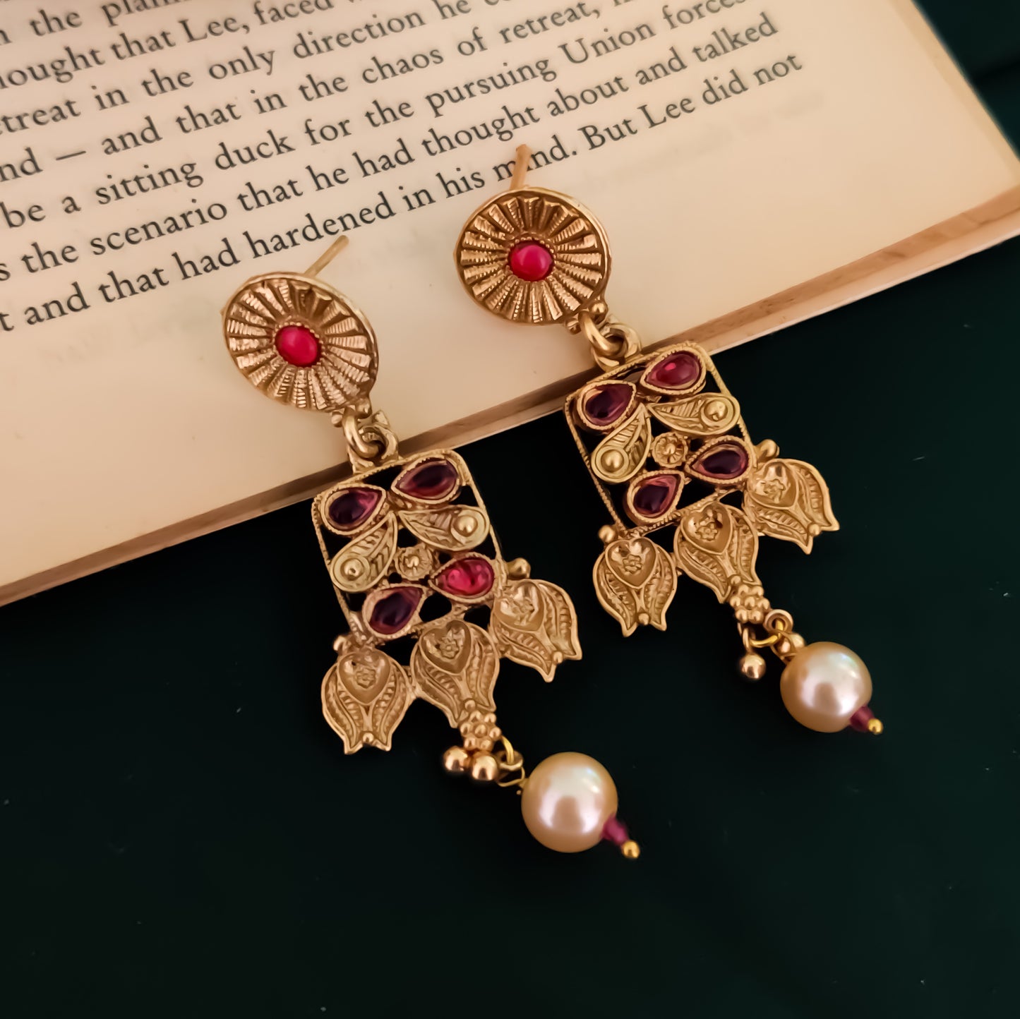 Vilasa Rajwadi Long Necklace Set - Pink