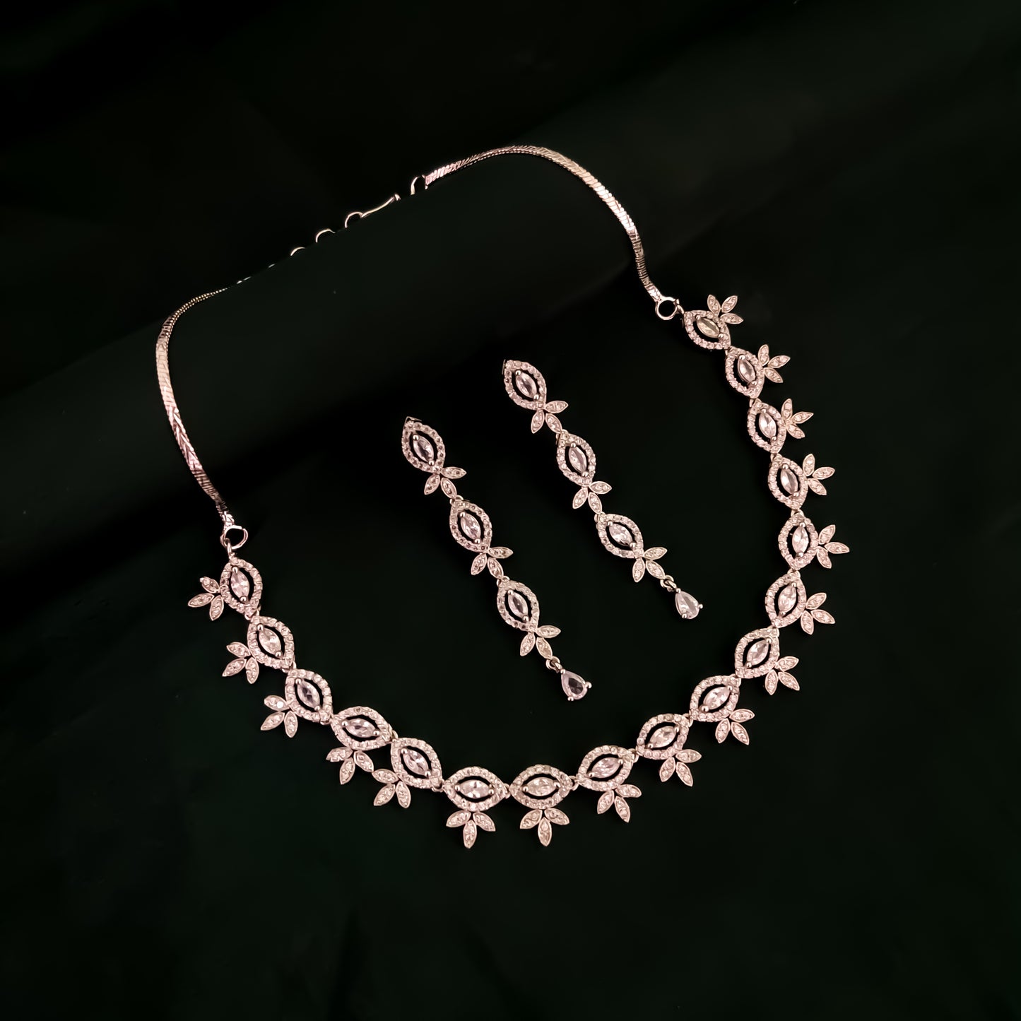 Catherin Silver AD Necklace Set