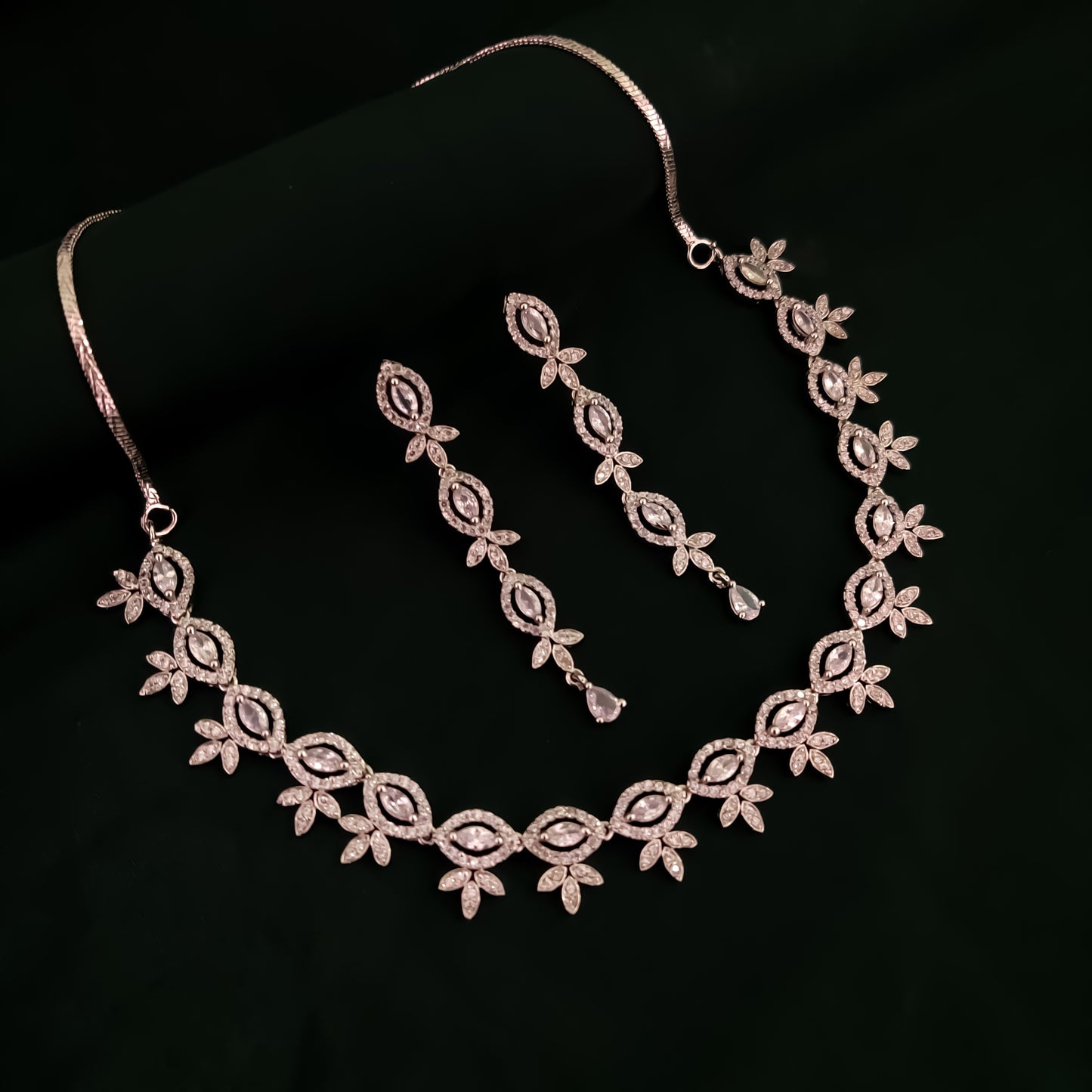 Catherin Silver AD Necklace Set