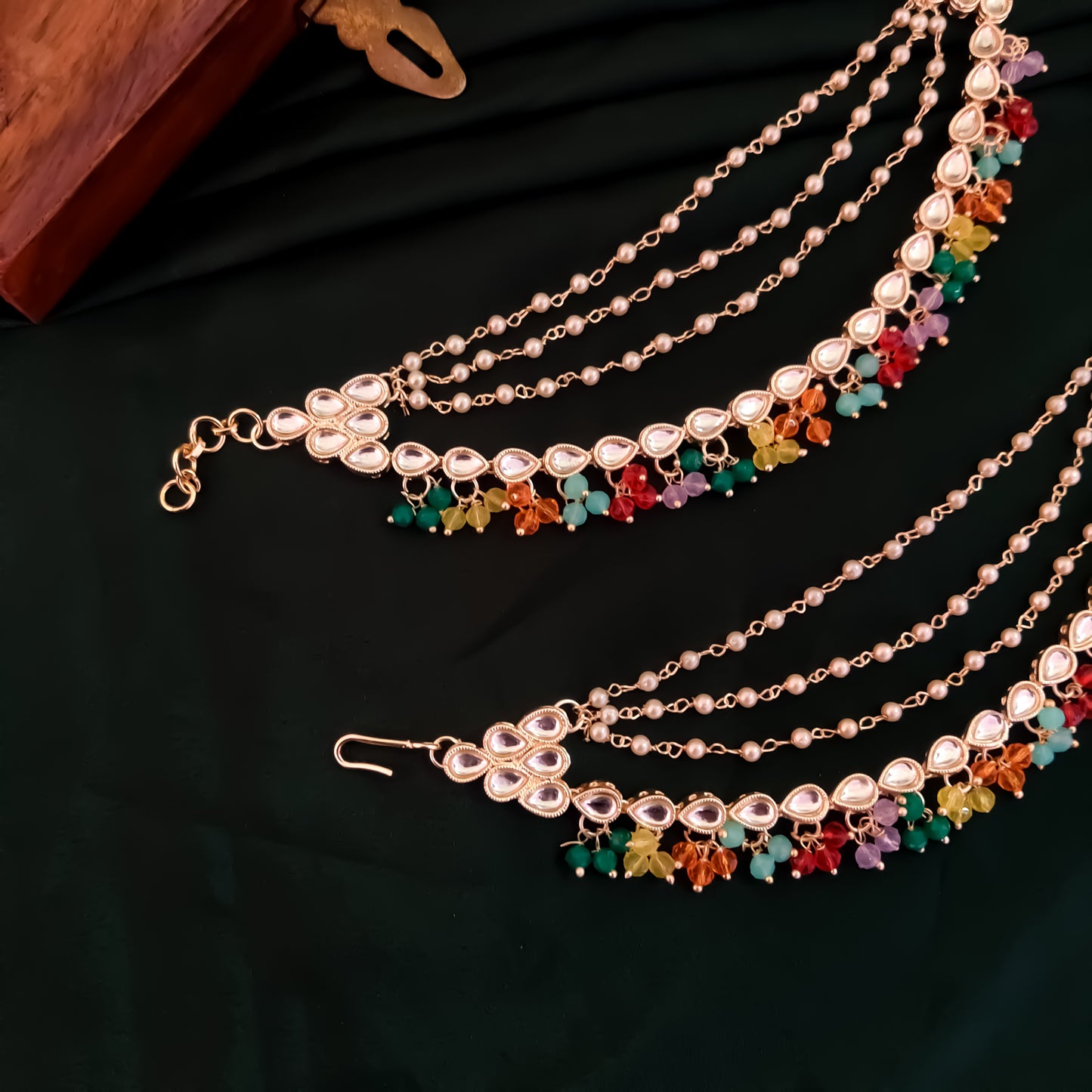 Meera Kundan Detachable Earchains - Multi