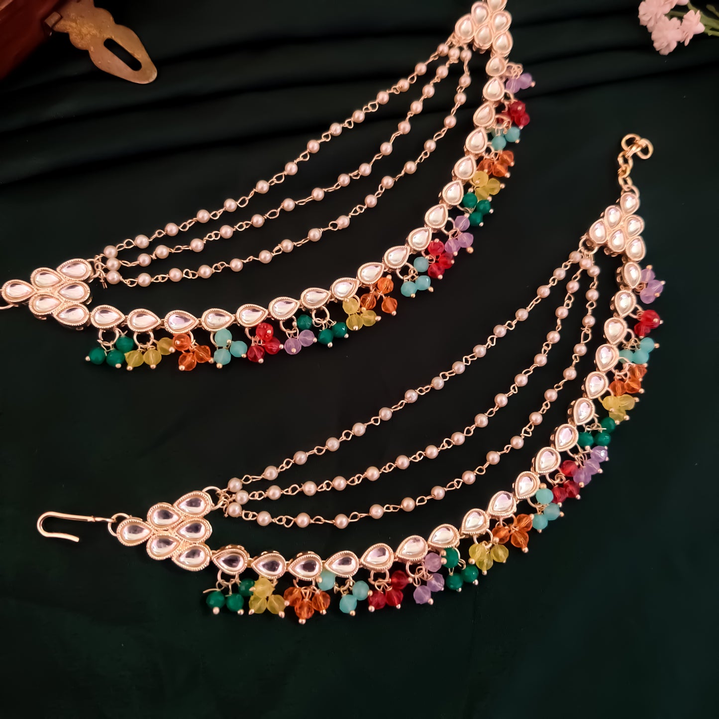 Meera Kundan Detachable Earchains - Multi