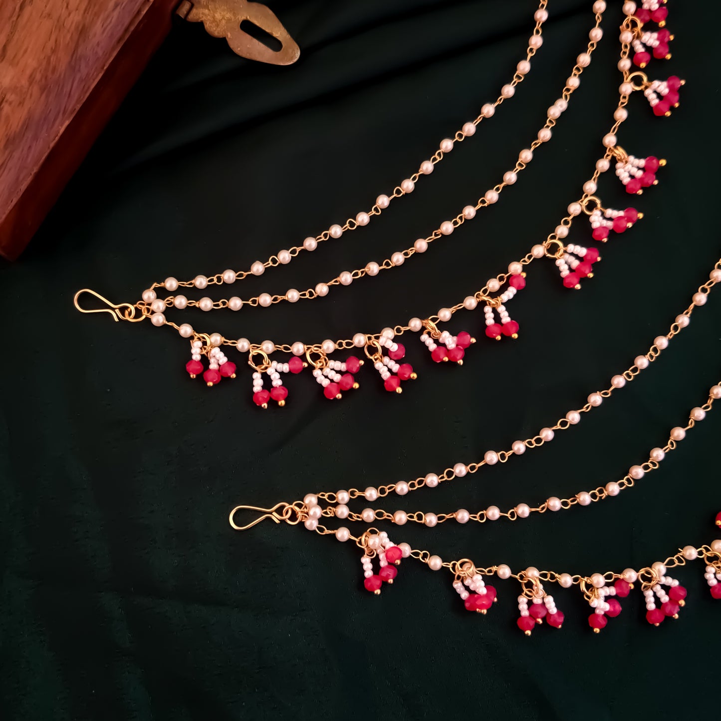 Sanghvi Pearl Drop Detachable Earchains - Pink