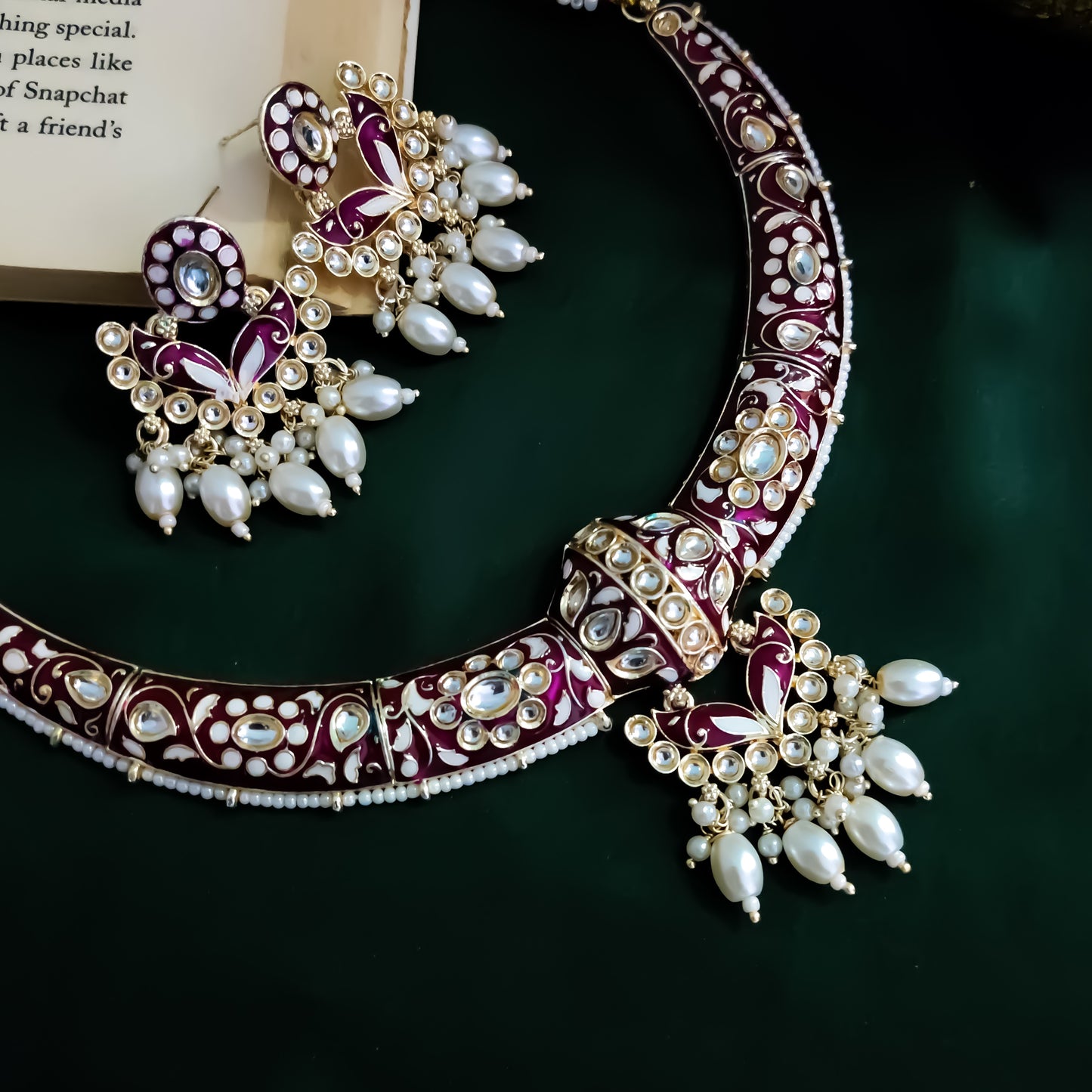 Daraksha Meenakari Hasli Necklace Set - Purple