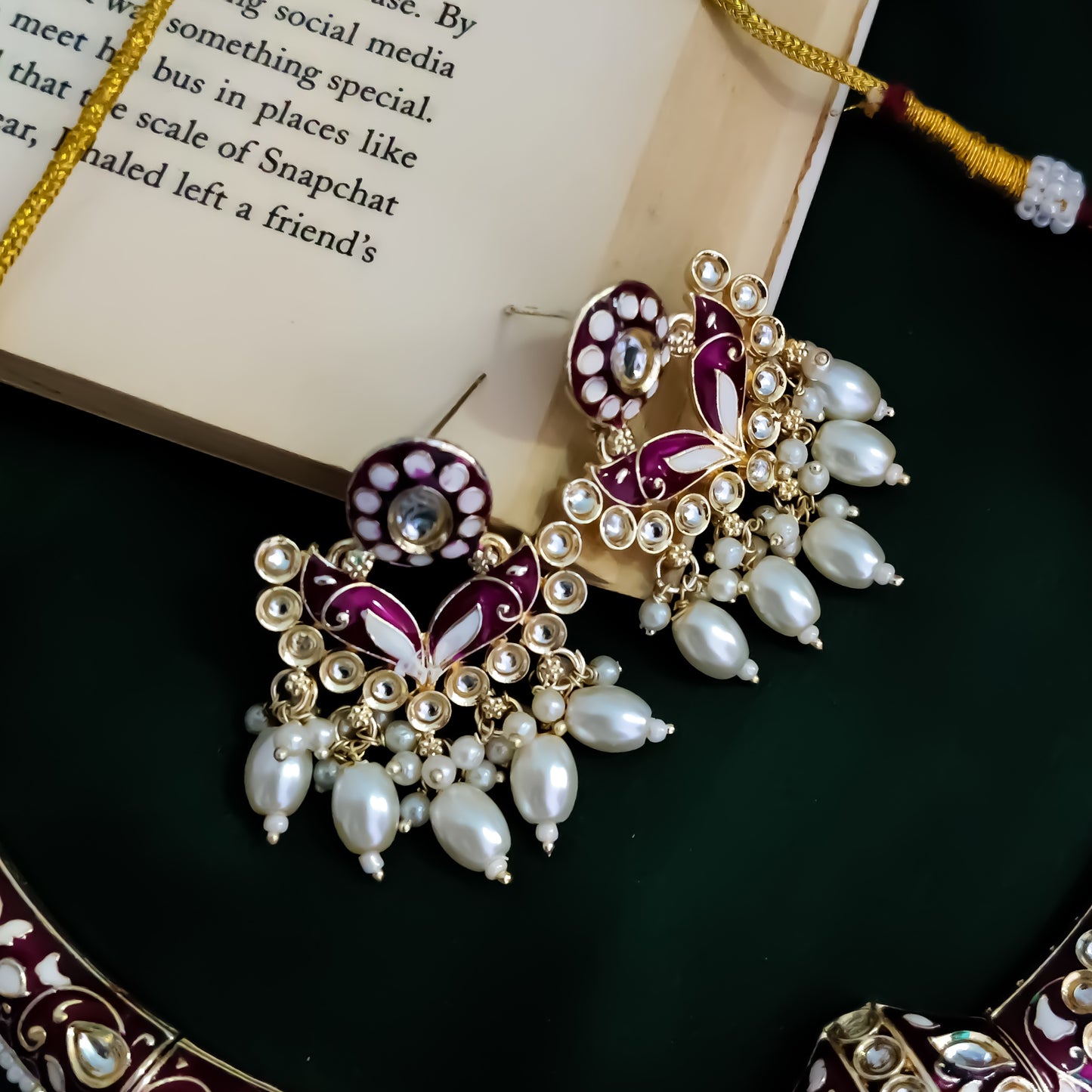 Daraksha Meenakari Hasli Necklace Set - Purple
