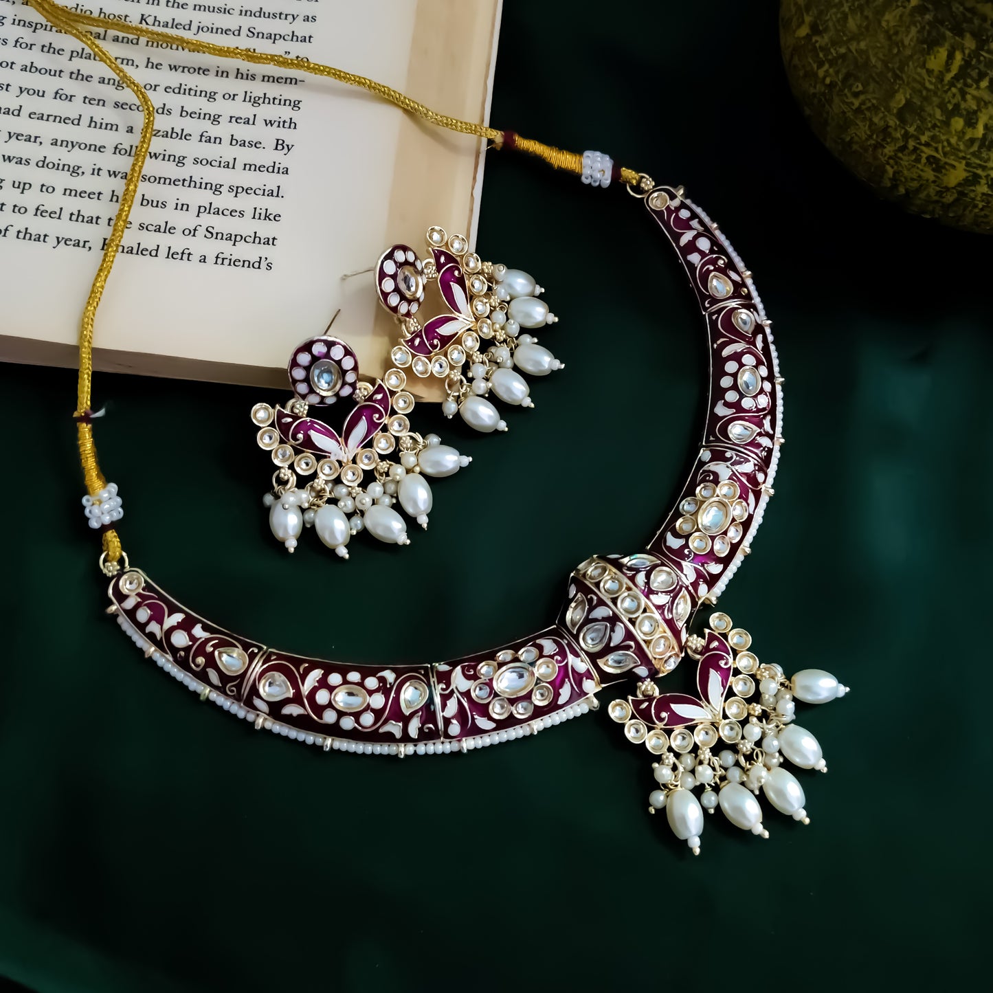 Daraksha Meenakari Hasli Necklace Set - Purple