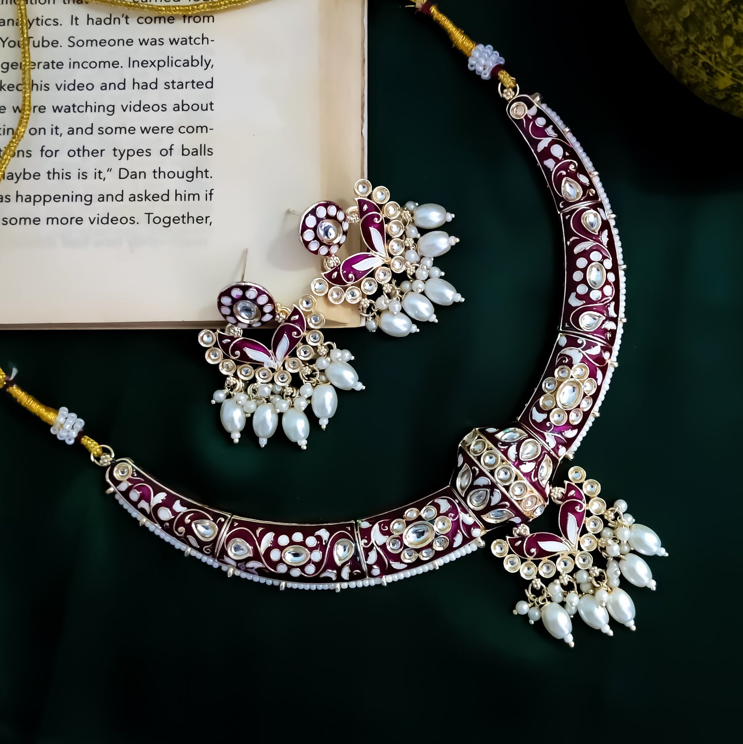 Daraksha Meenakari Hasli Necklace Set - Purple