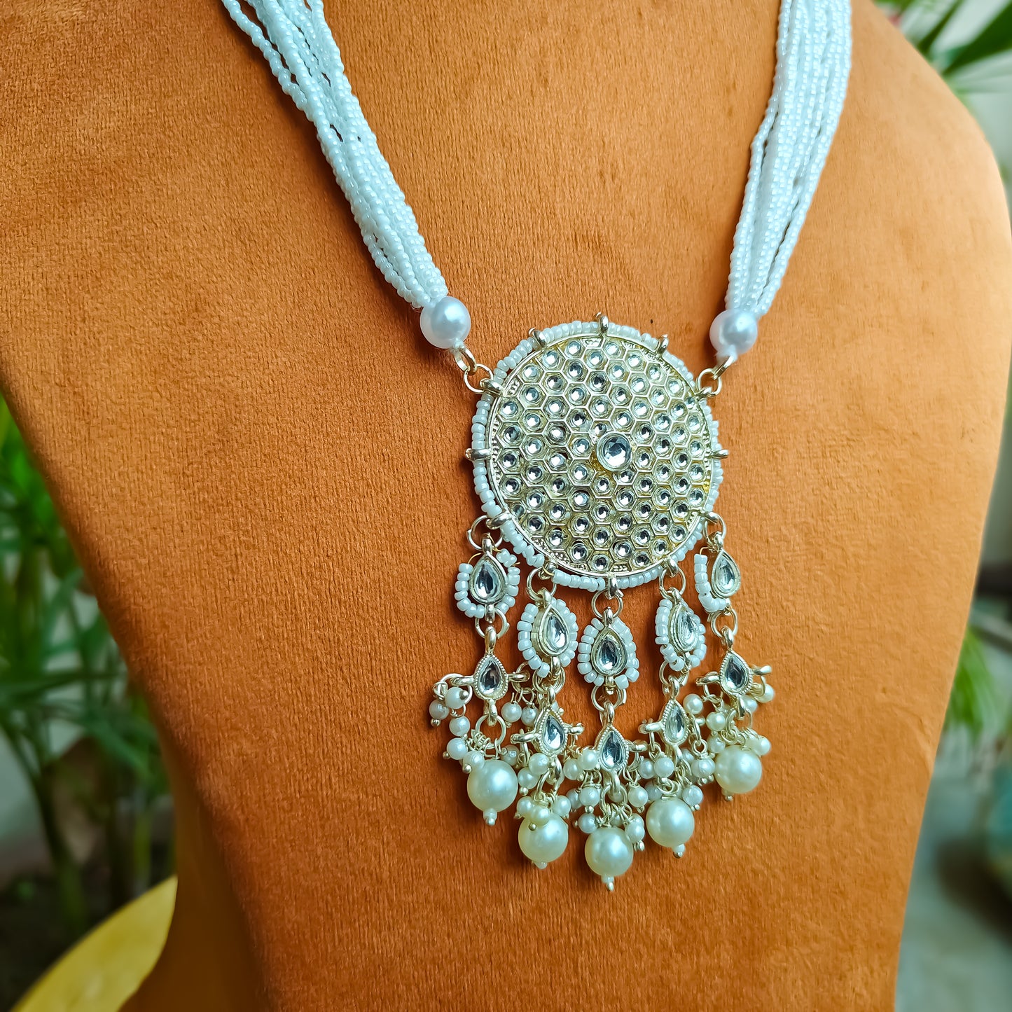 Soumya Golden Rani Haar Necklace Set with Earrings