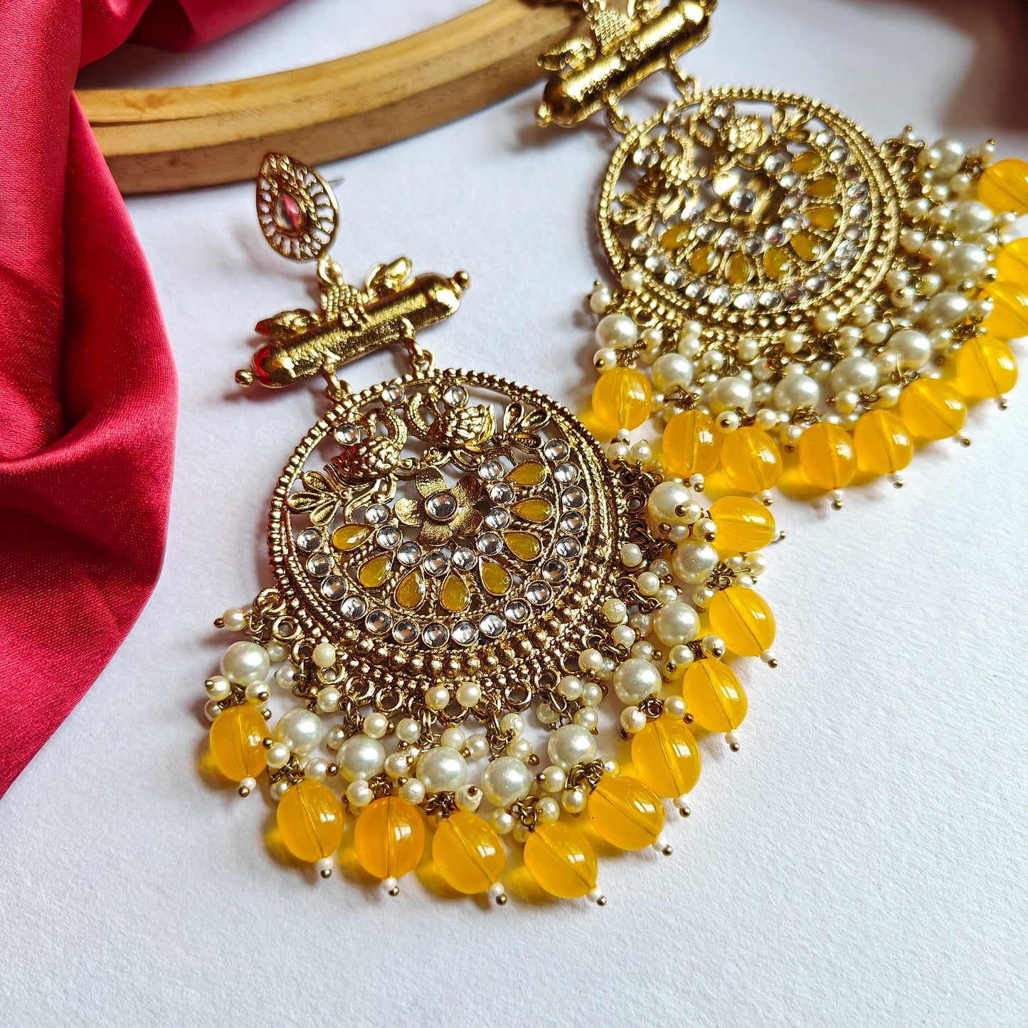 Preet Chandbali Earrings- Yellow