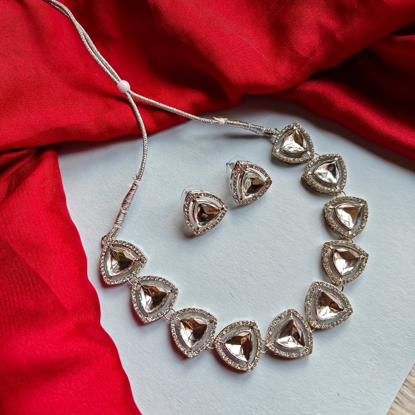 Amnisa Polki Look Alike Necklace Set with Earrings