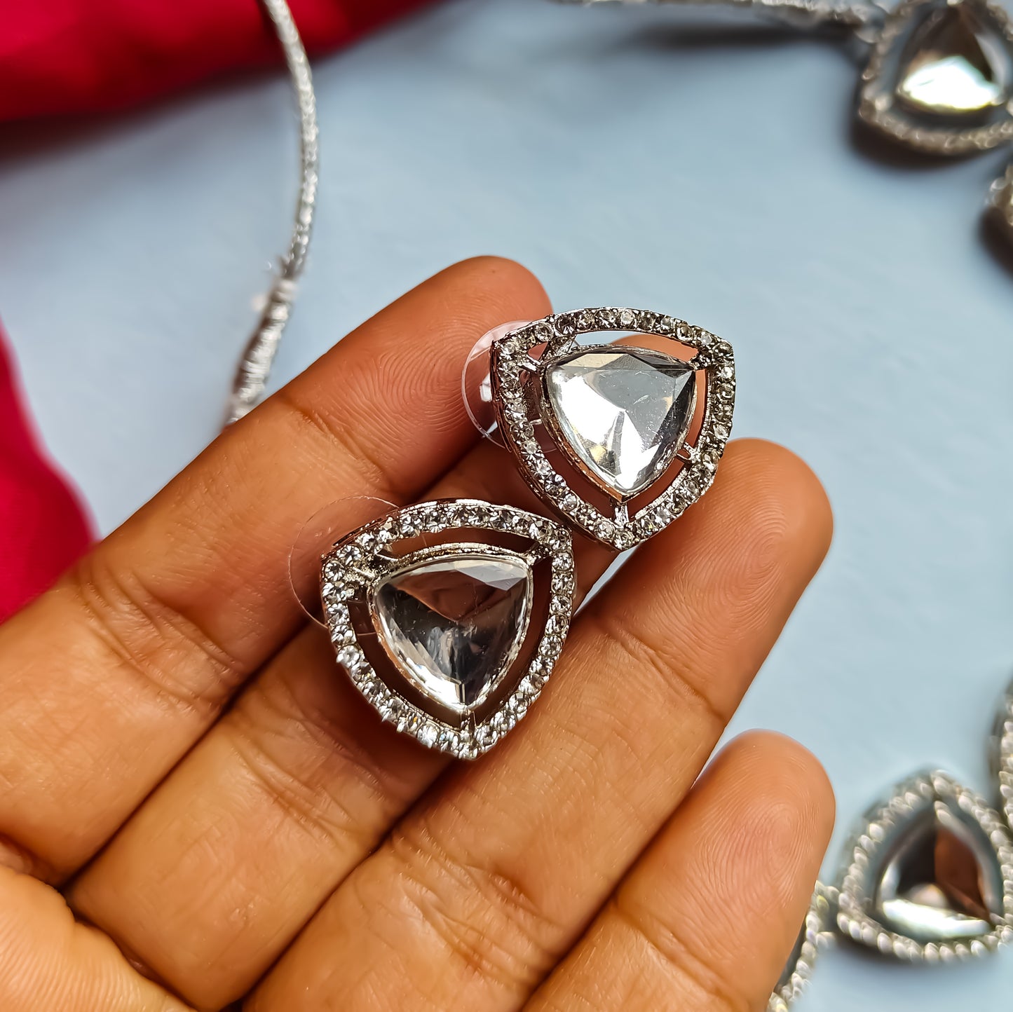 Amnisa Polki Look Alike Necklace Set with Earrings