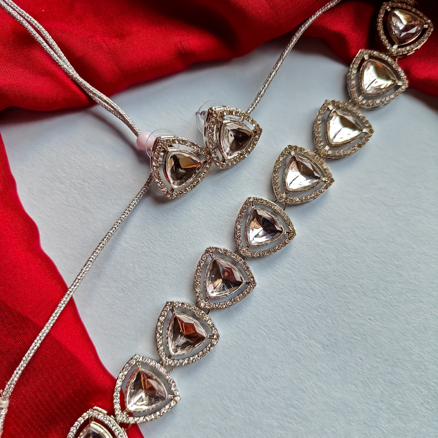 Amnisa Polki Look Alike Necklace Set with Earrings