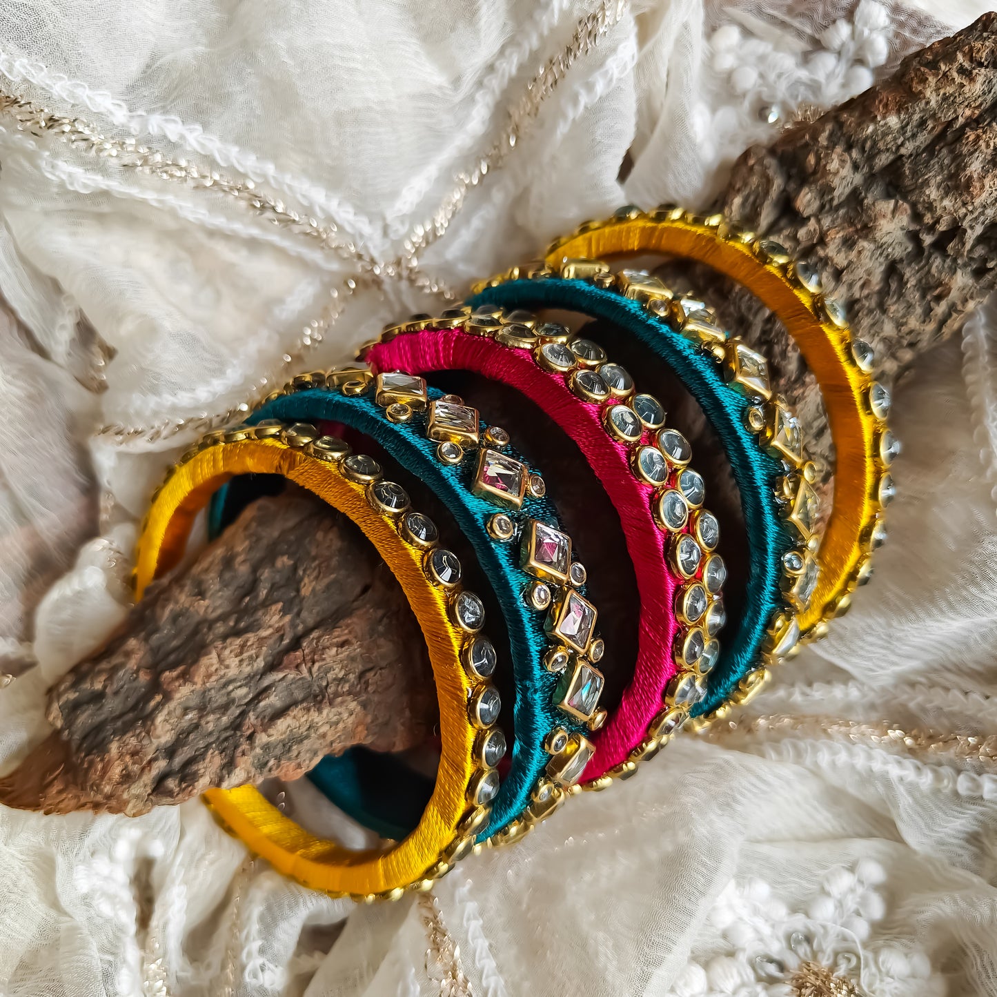 Silk Thread Bangles (Set of 6)