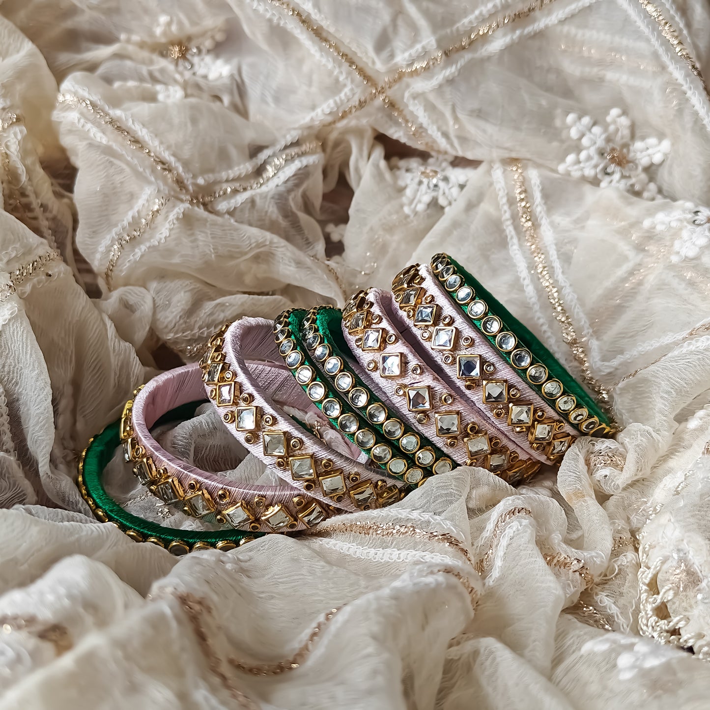 Silk Thread Bangles (Set of 8)