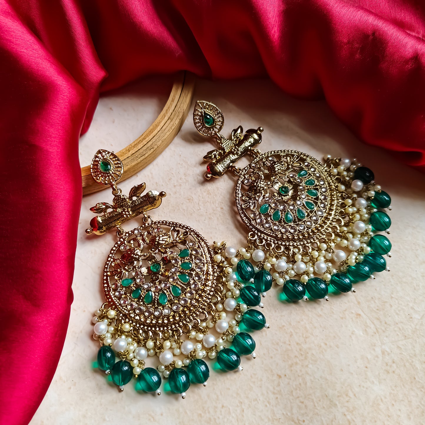 Preet Chandbali Earrings- Green
