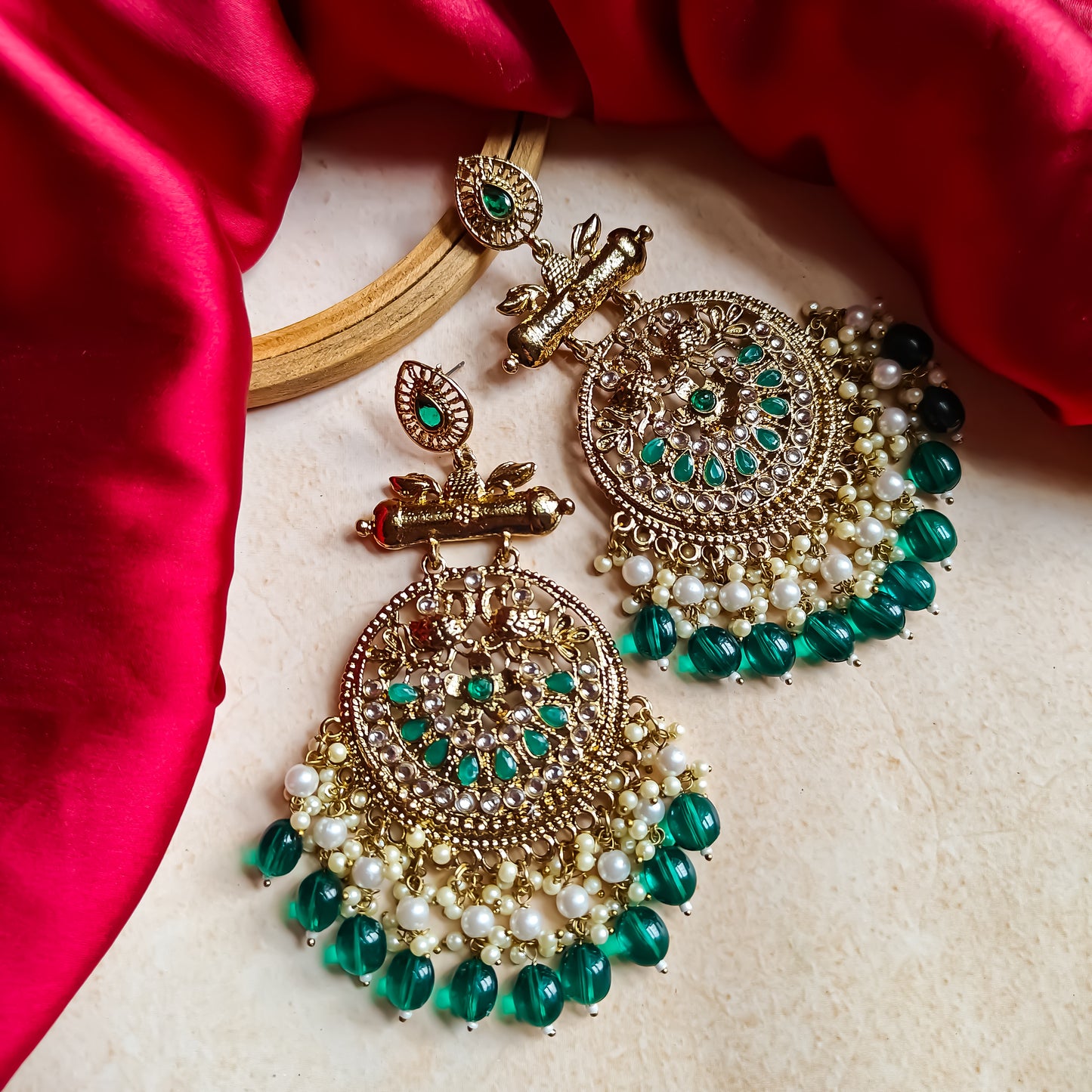 Preet Chandbali Earrings- Green