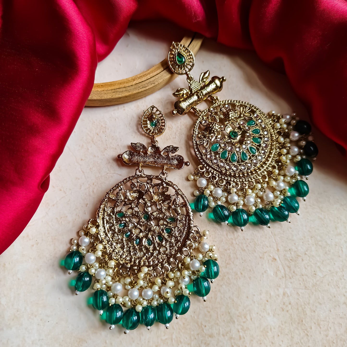 Preet Chandbali Earrings- Green