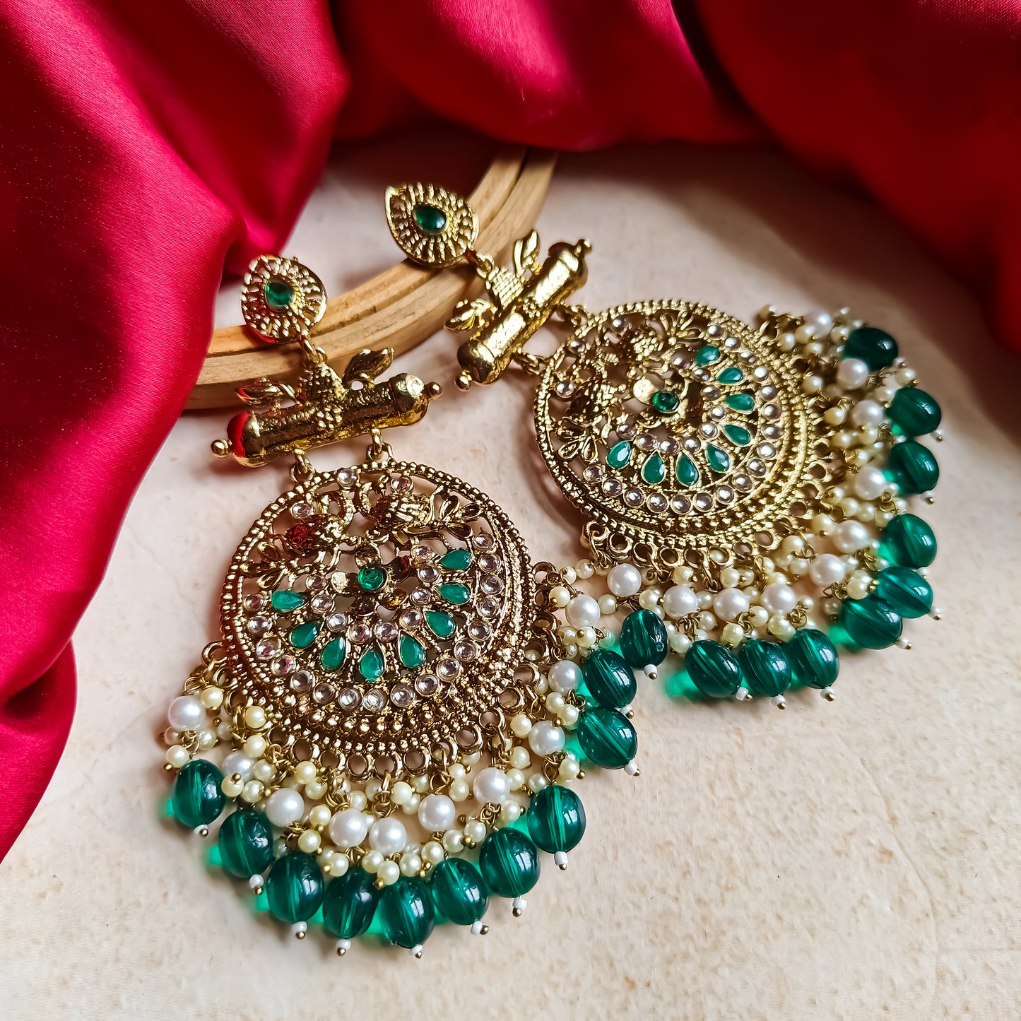Preet Chandbali Earrings- Green