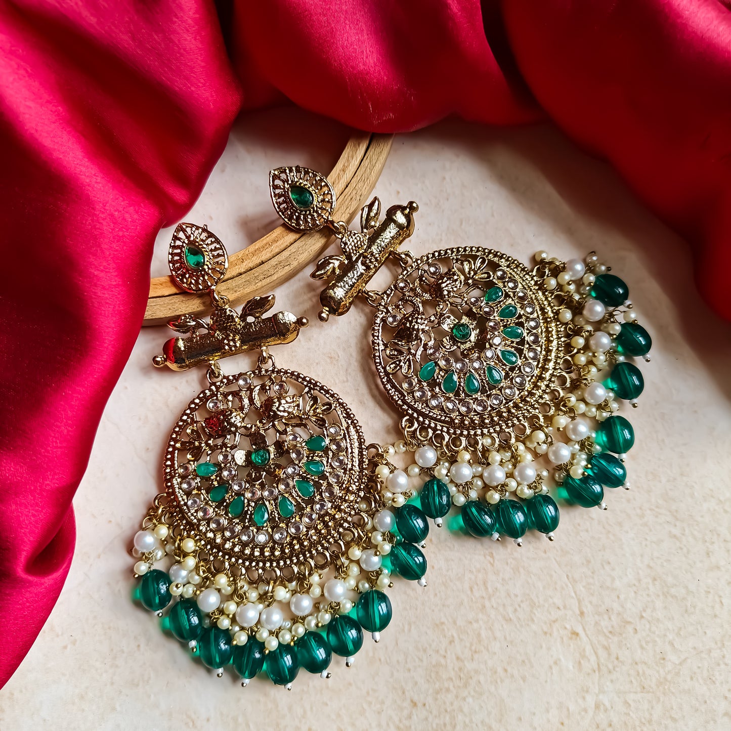 Preet Chandbali Earrings- Green