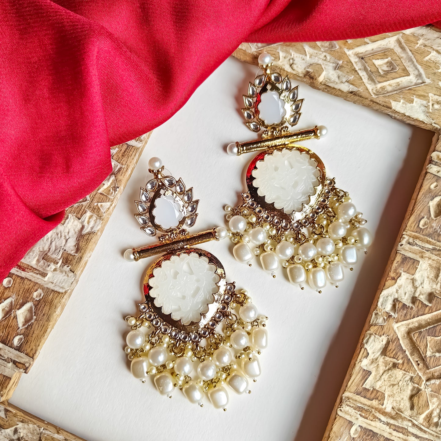 Shagun Cutwork Chandbali Earrings - Golden