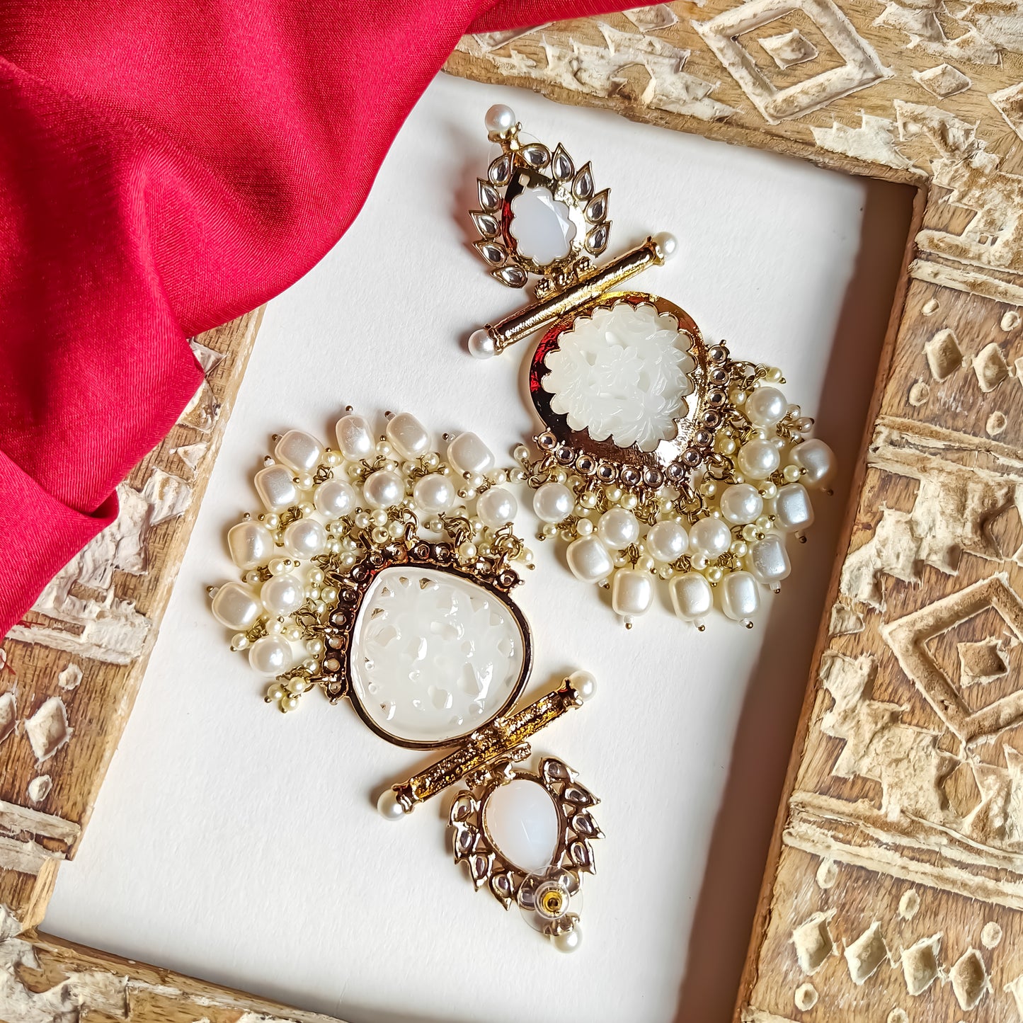 Shagun Cutwork Chandbali Earrings - Golden