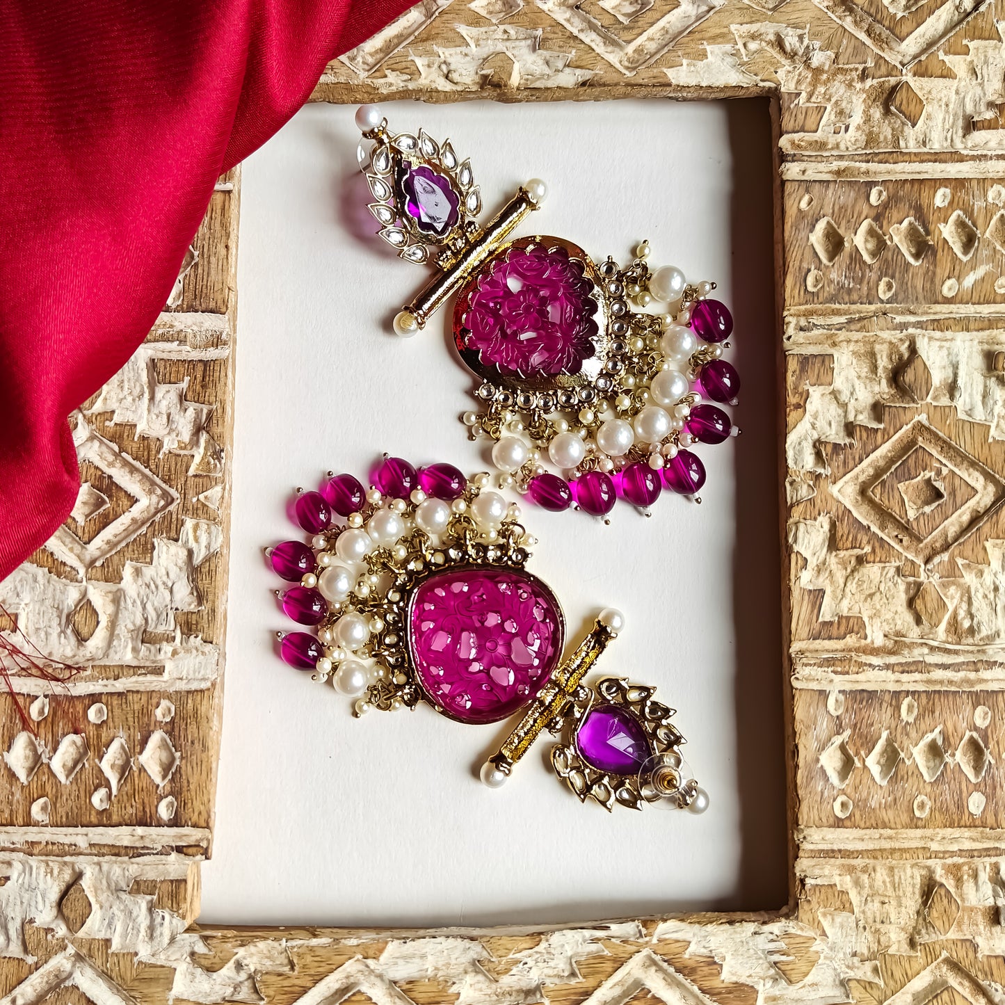 Shagun Cutwork Chandbali Earrings - Purple
