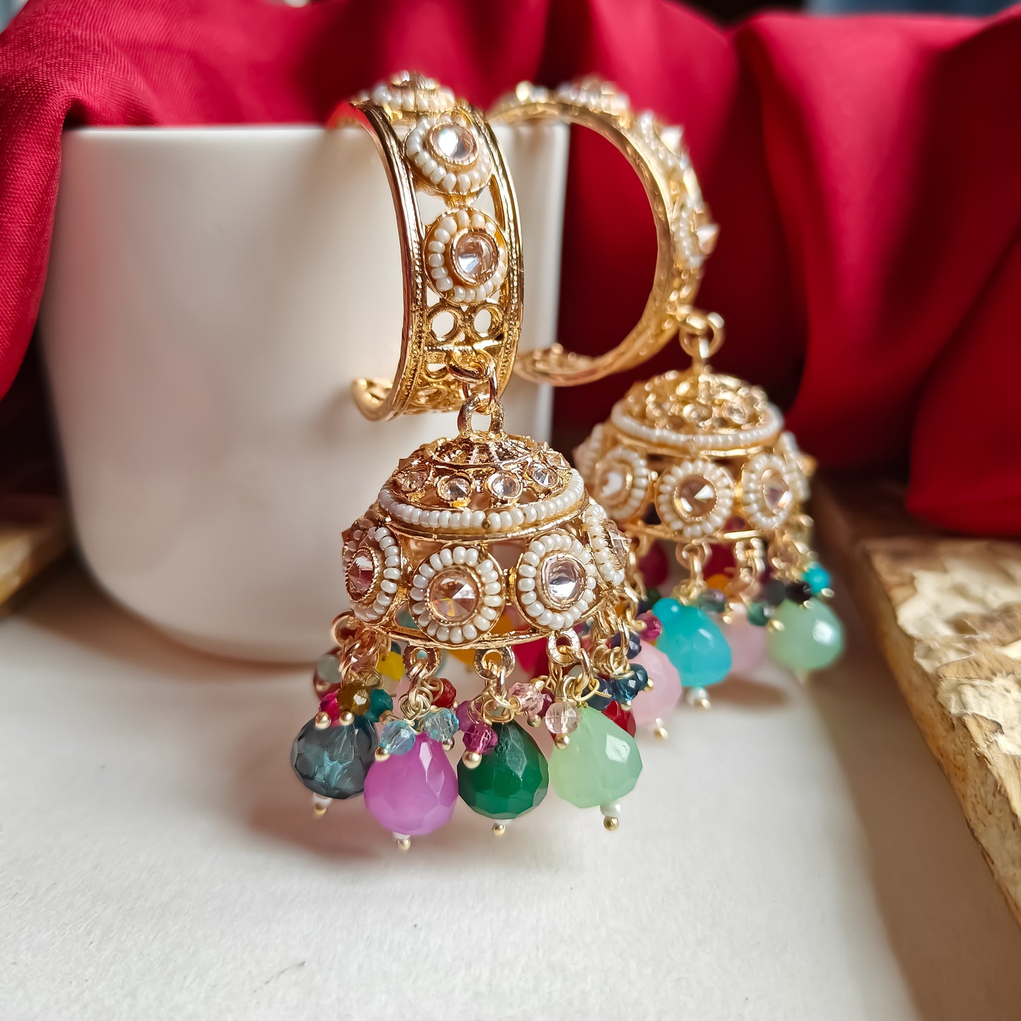 Amrina Premium Bali Jhumka Earrings - Multi