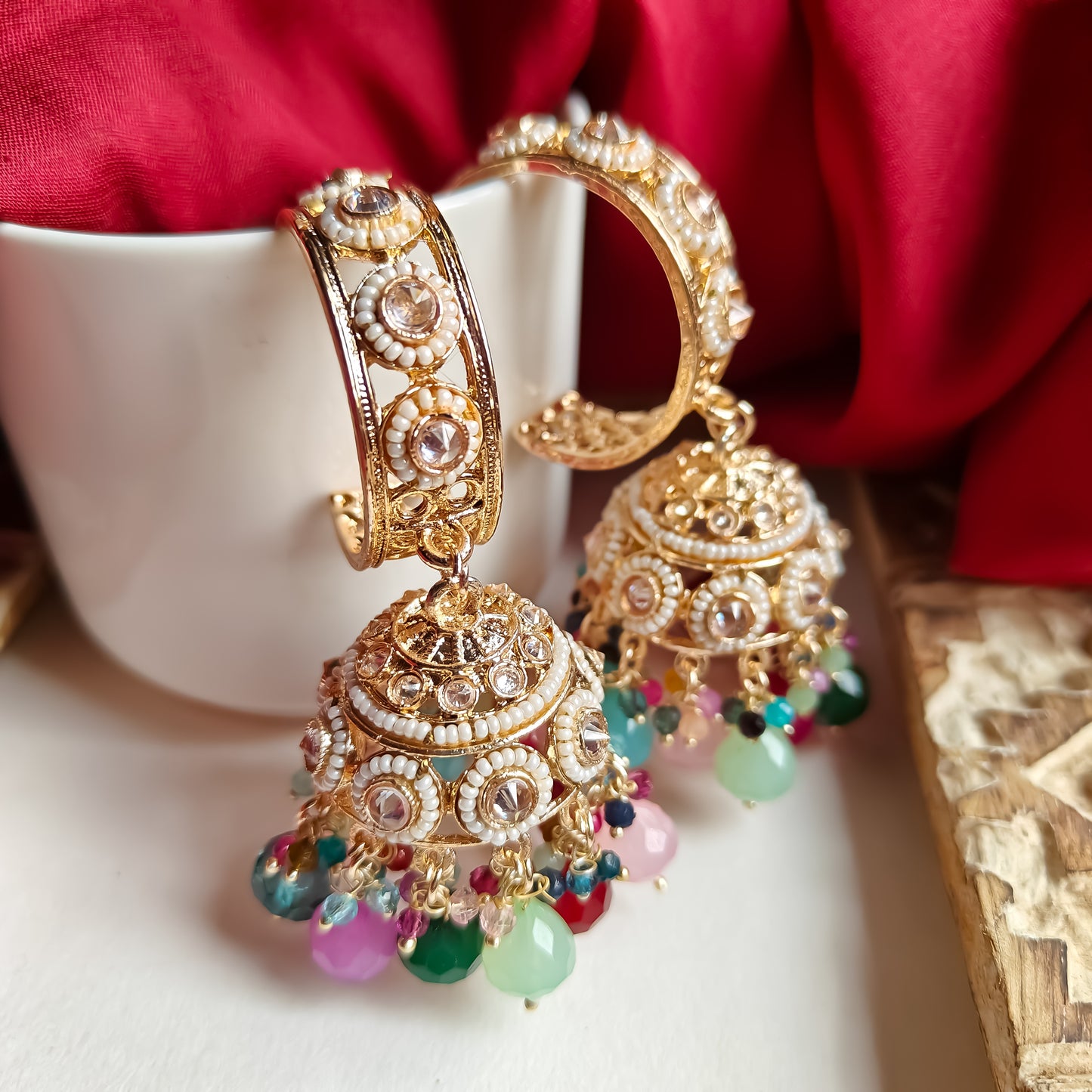 Amrina Premium Bali Jhumka Earrings - Multi