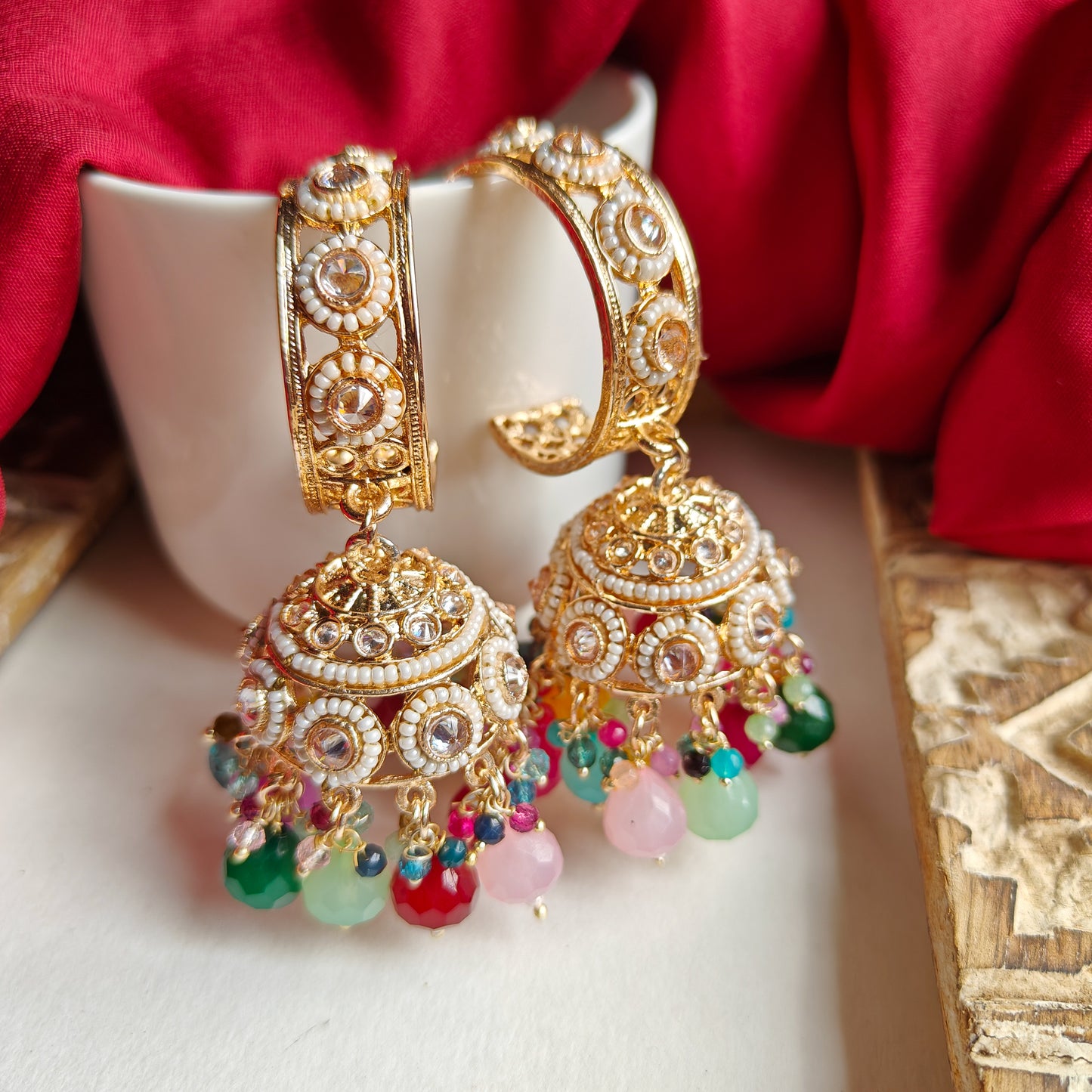 Amrina Premium Bali Jhumka Earrings - Multi