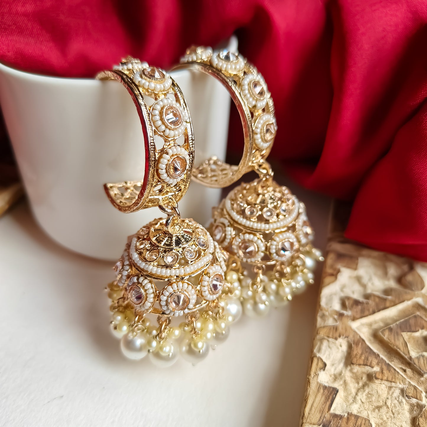 Amrina Premium Bali Jhumka Earrings - Golden