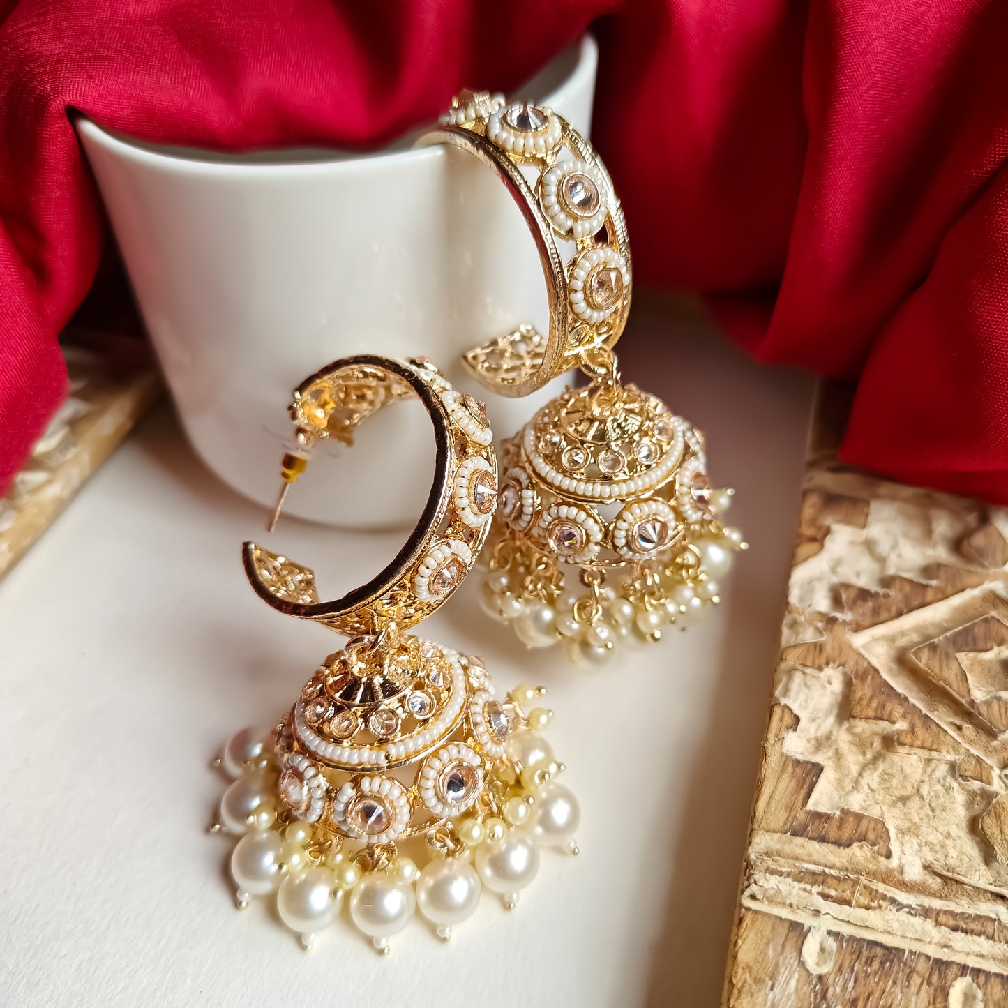 Amrina Premium Bali Jhumka Earrings - Golden
