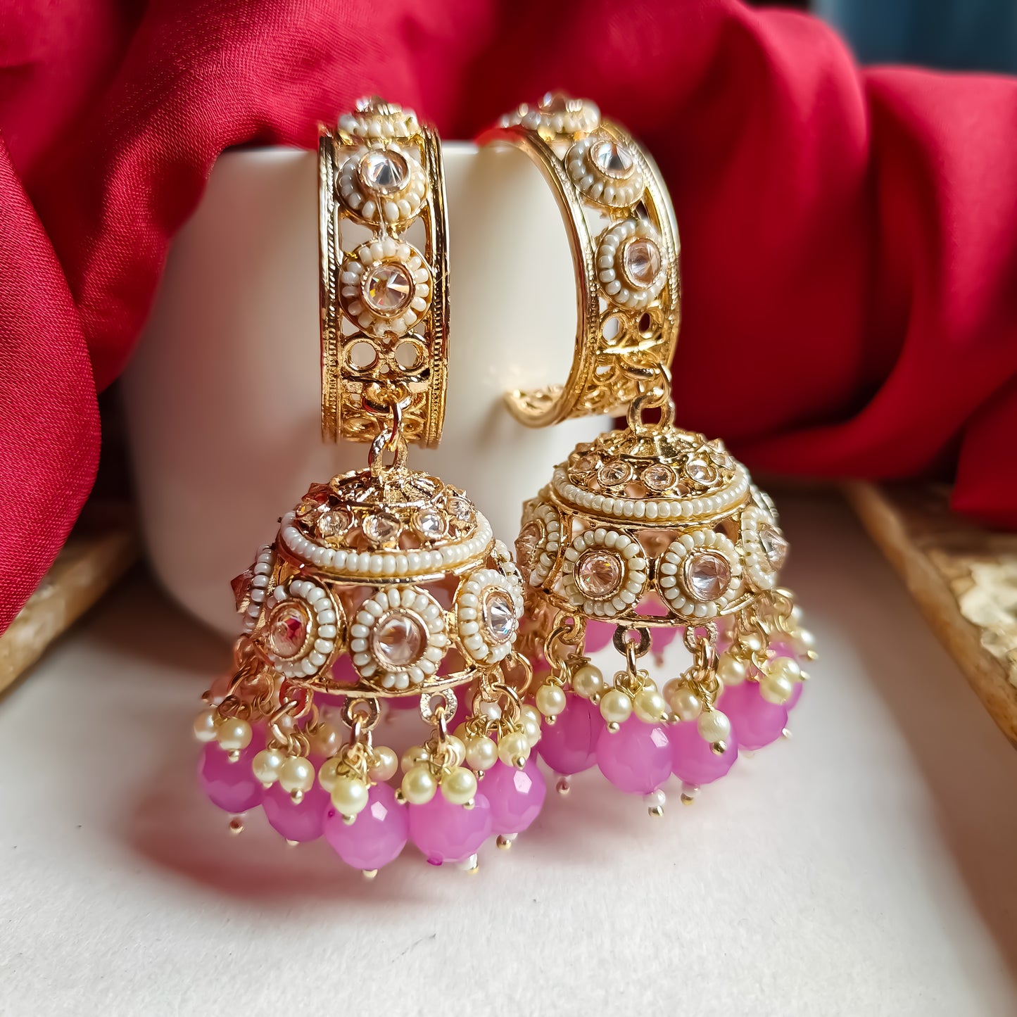 Amrina Premium Bali Jhumka Earrings - Lavender Purple