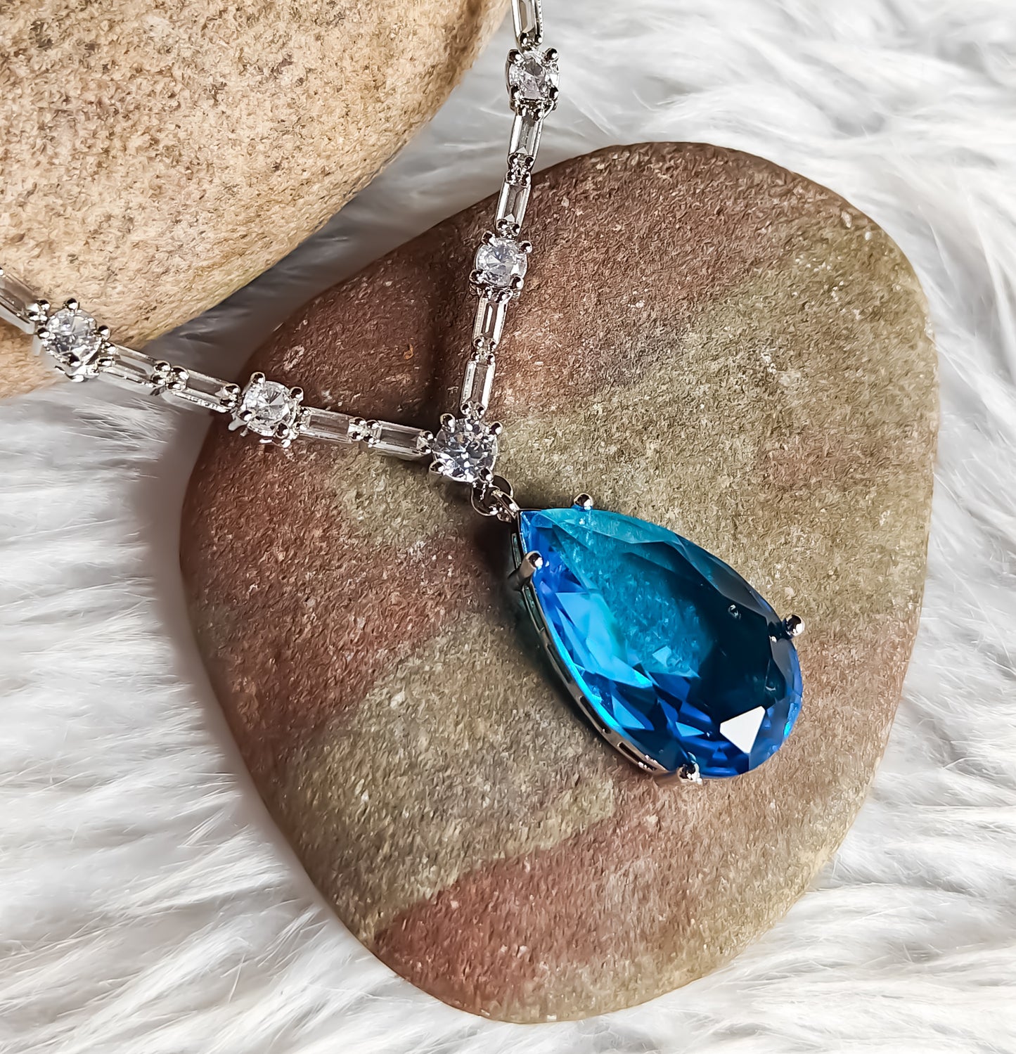 Sara Inspired AD Necklace Set- Aqua Blue