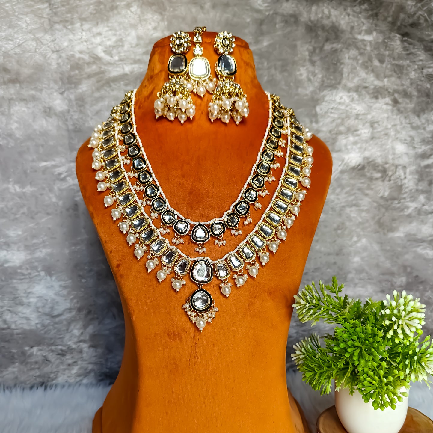Deep Double layer Kundan Necklace Set