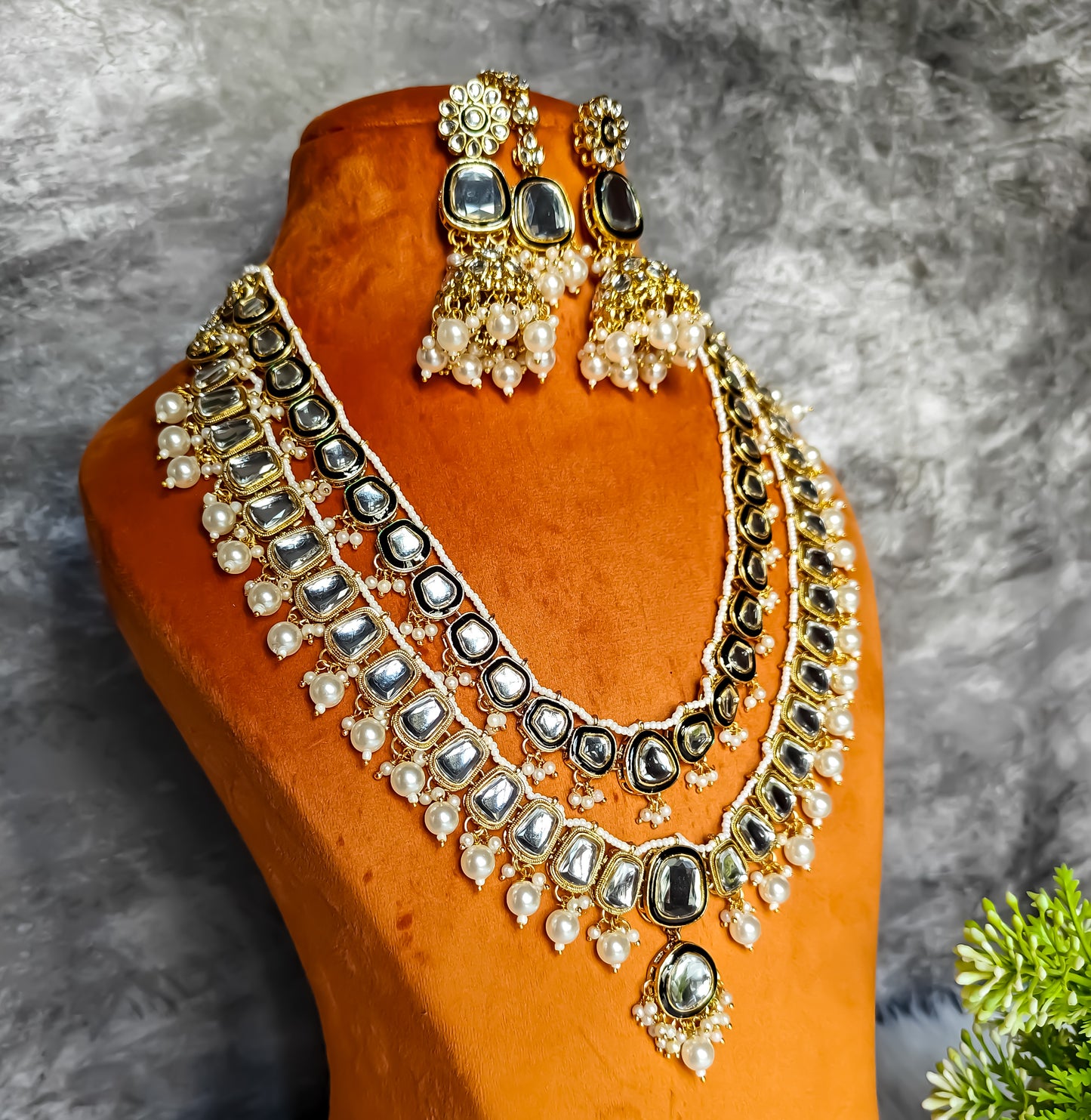 Deep Double layer Kundan Necklace Set