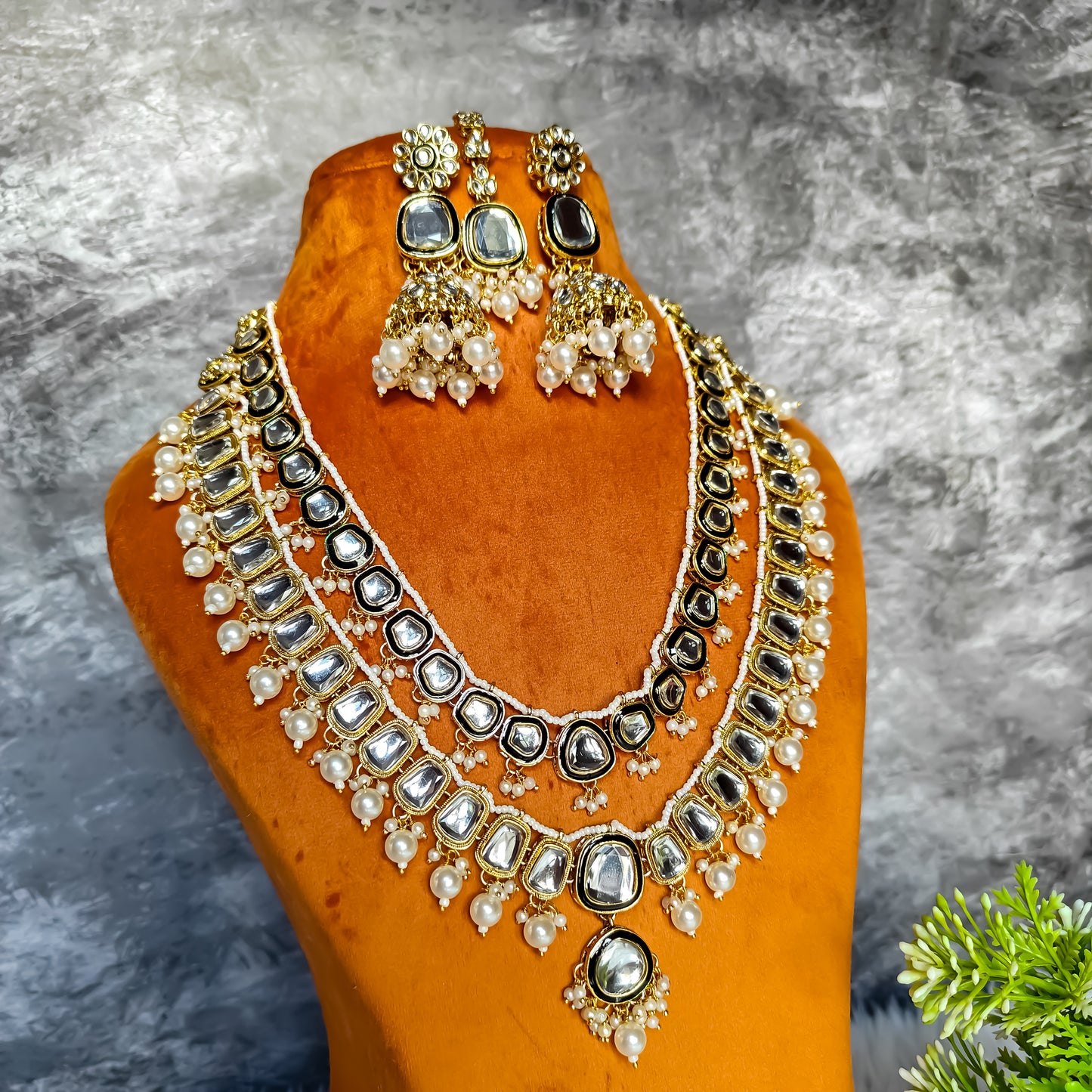Deep Double layer Kundan Necklace Set