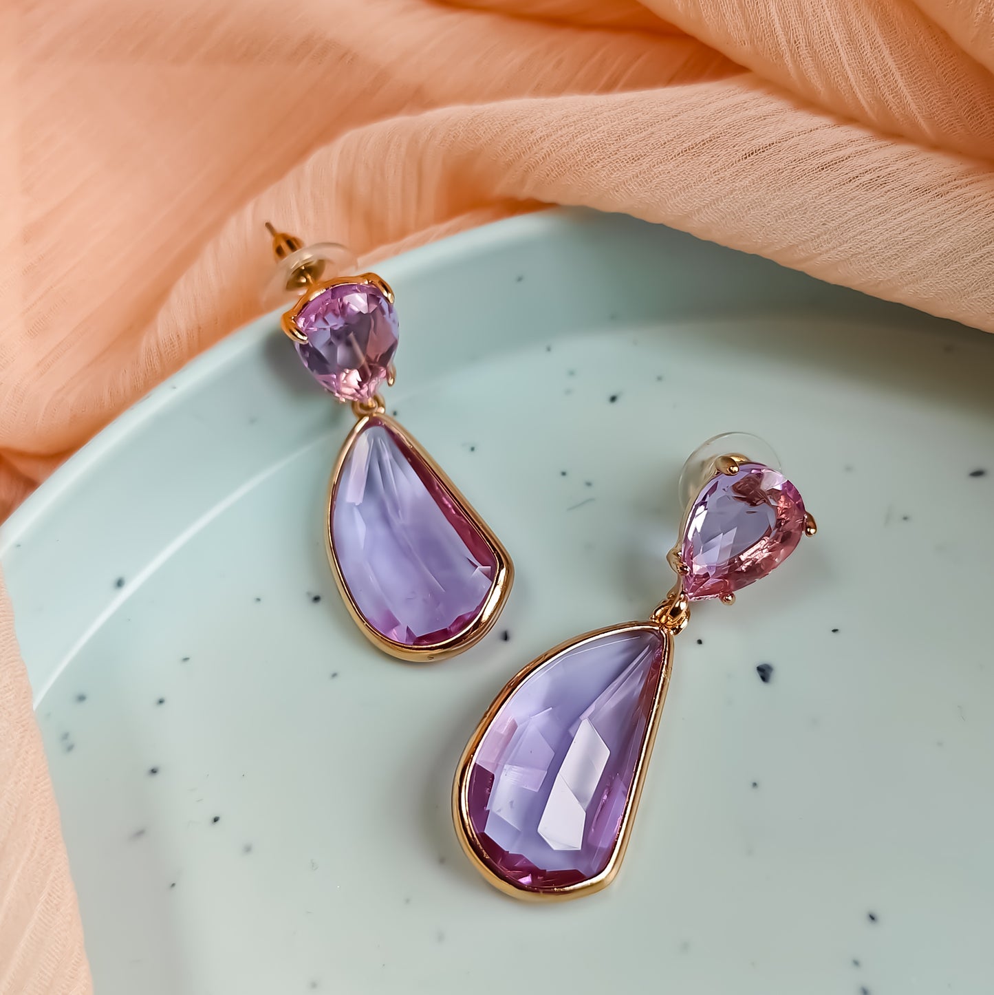 Charlotte Stone Statement Earrings-Lush Lavender